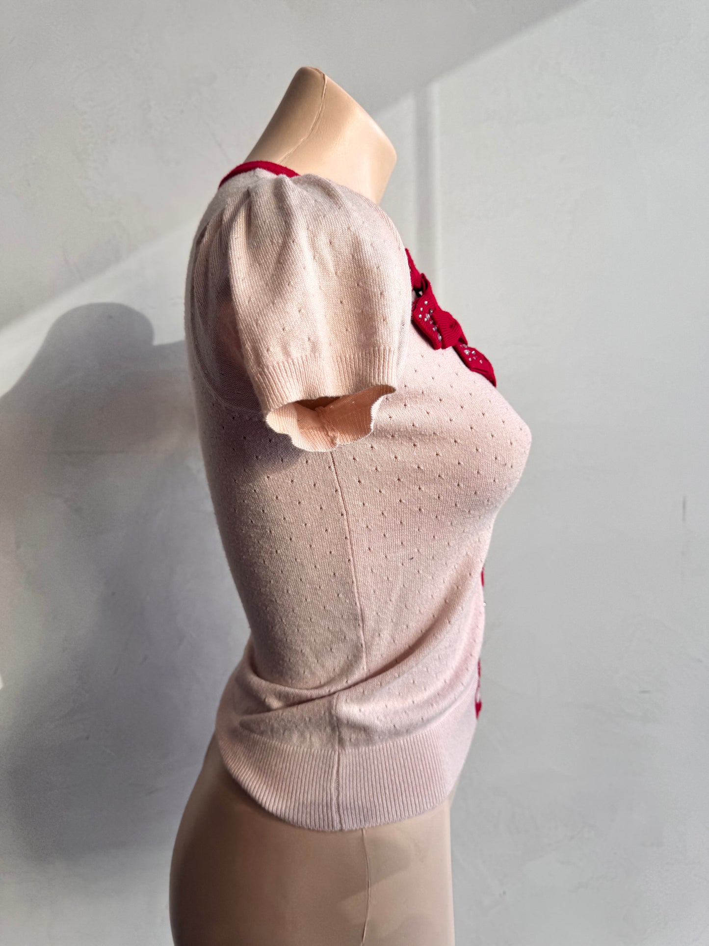 Alannah Hill pink knit top with Bow details - size 8