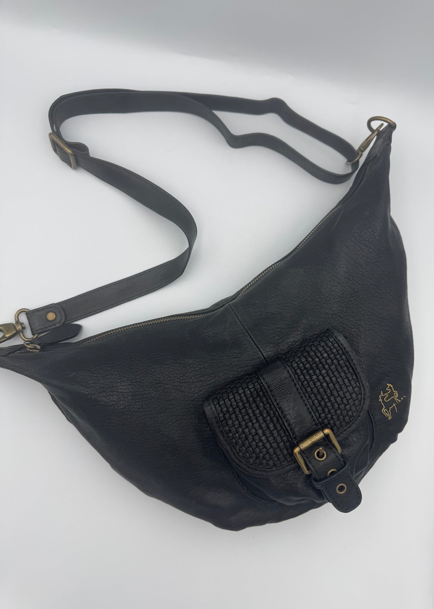 Tilkah Black Leather Sling Bag