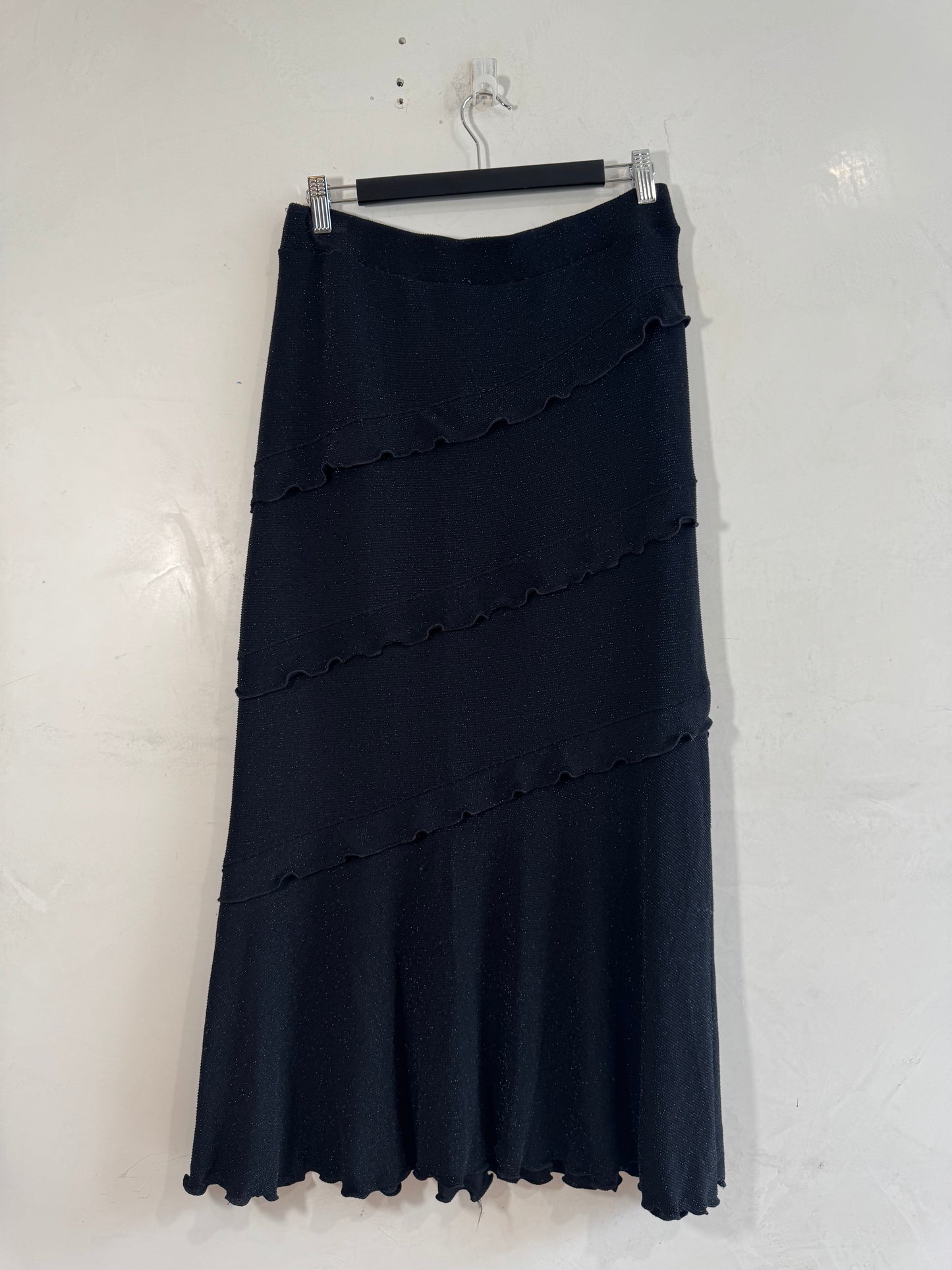Sparkle Black Long Ruffle Skirt - size M