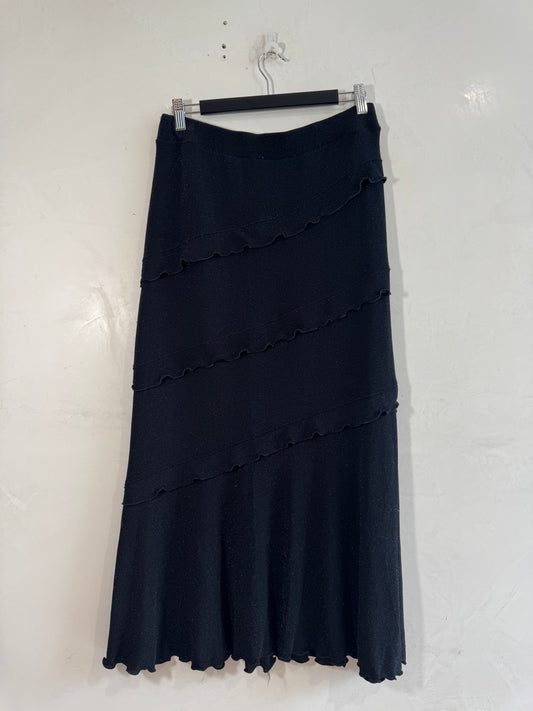 Sparkle Black Long Ruffle Skirt - size M