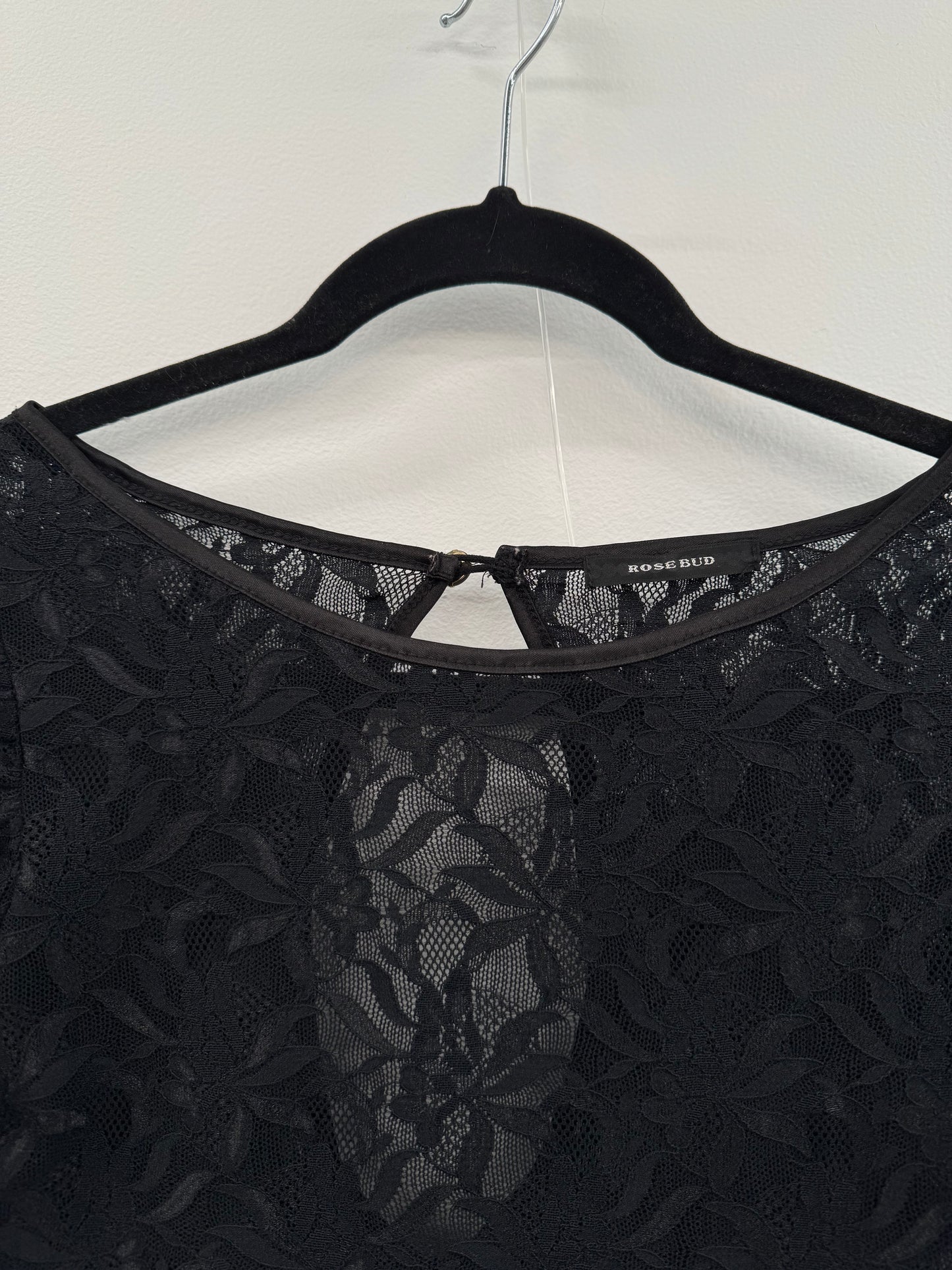 Rosebud Black Lace Top - Size S