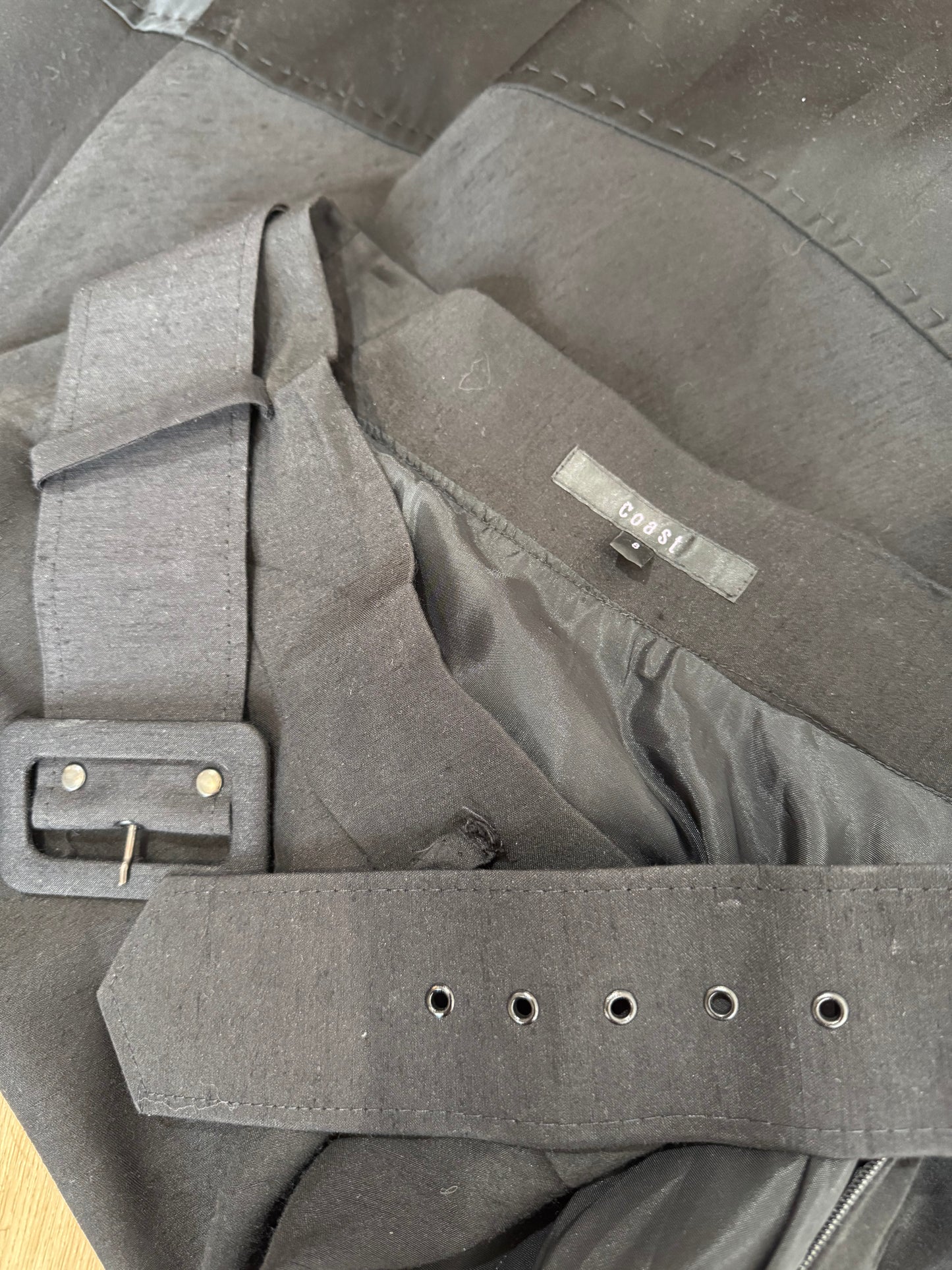 Coast Black Midi Skirt with Belt - size 8