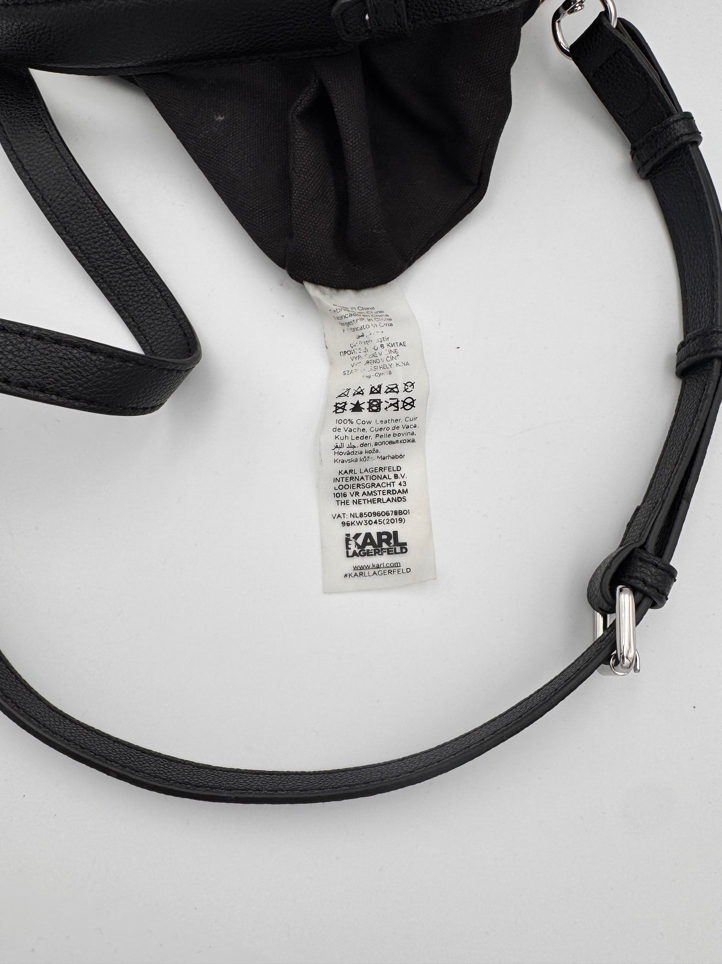 KARL LAGERFELD Black Leather Bucket Bag