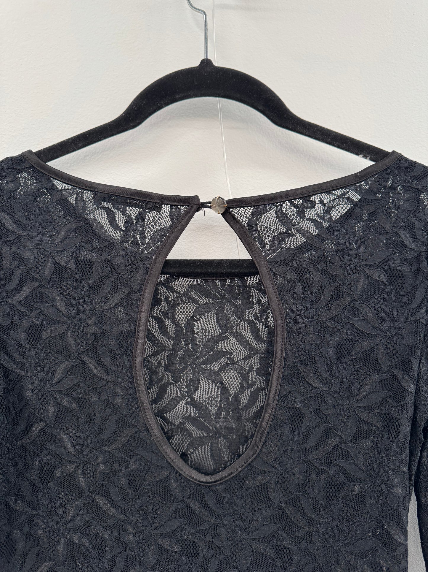 Rosebud Black Lace Top - Size S