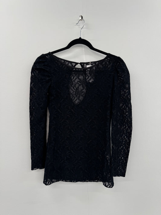 Rosebud Black Lace Top - Size S