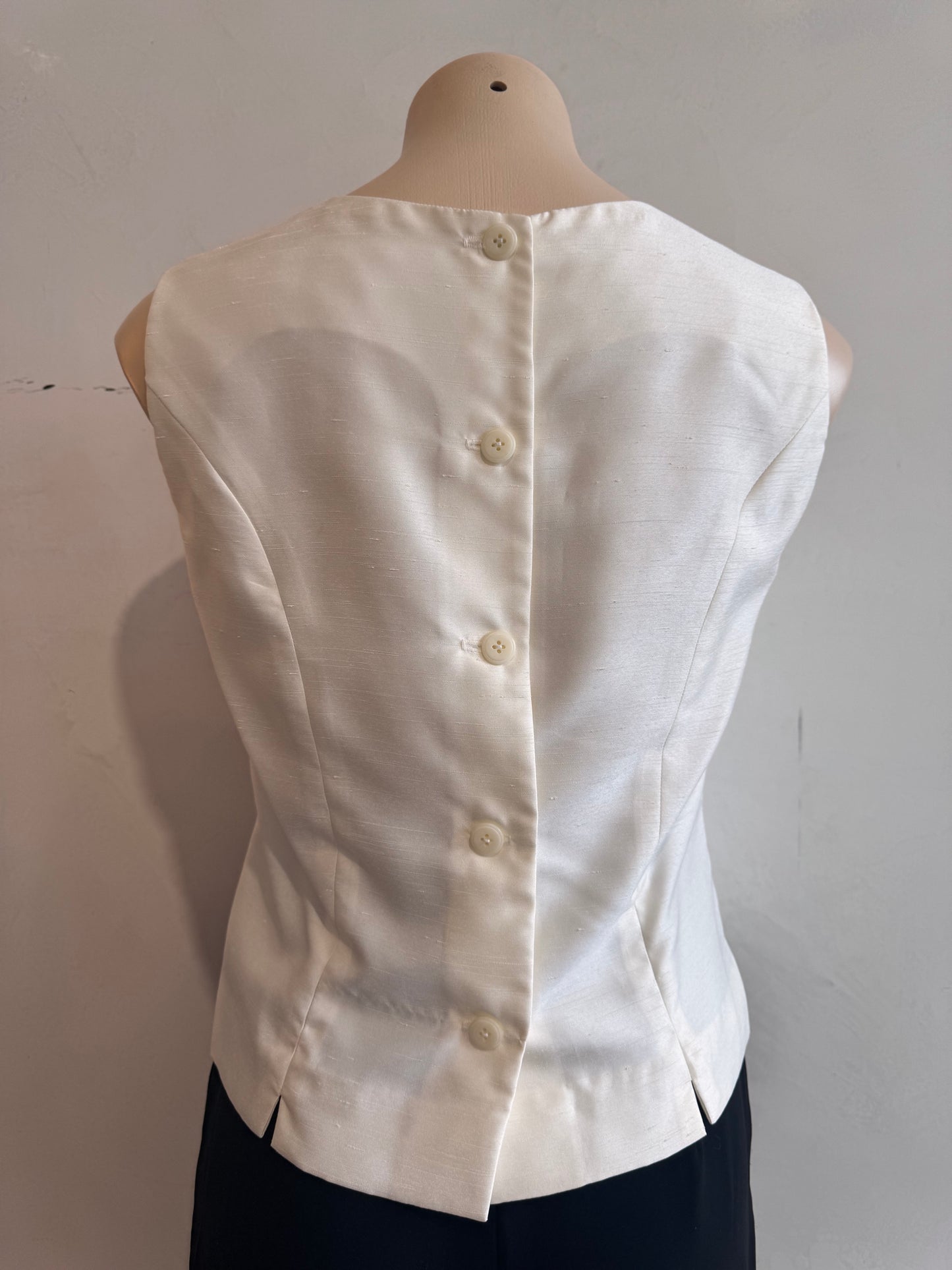 Custom Made Ivory Button Back Top - size S