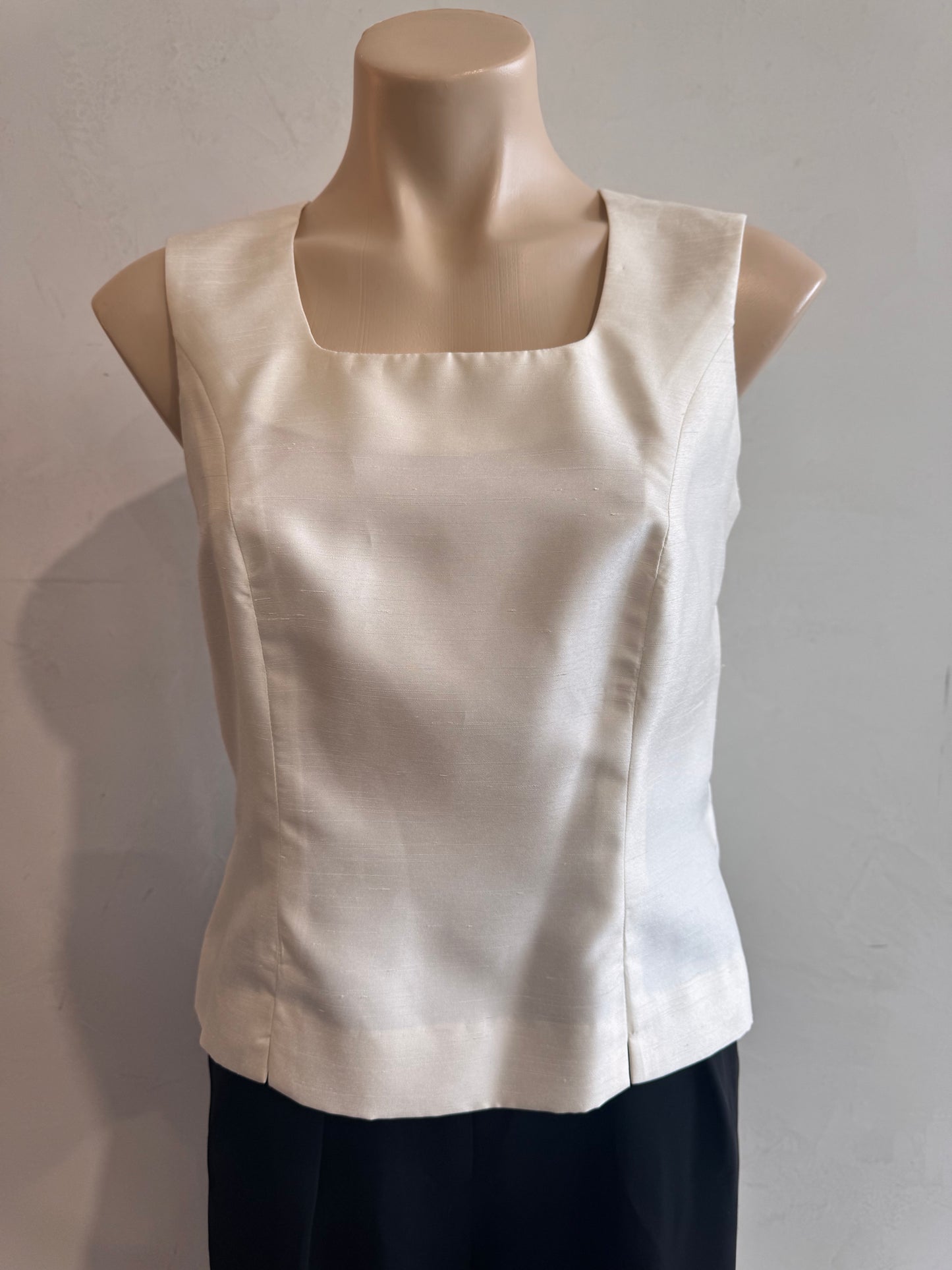 Custom Made Ivory Button Back Top - size S