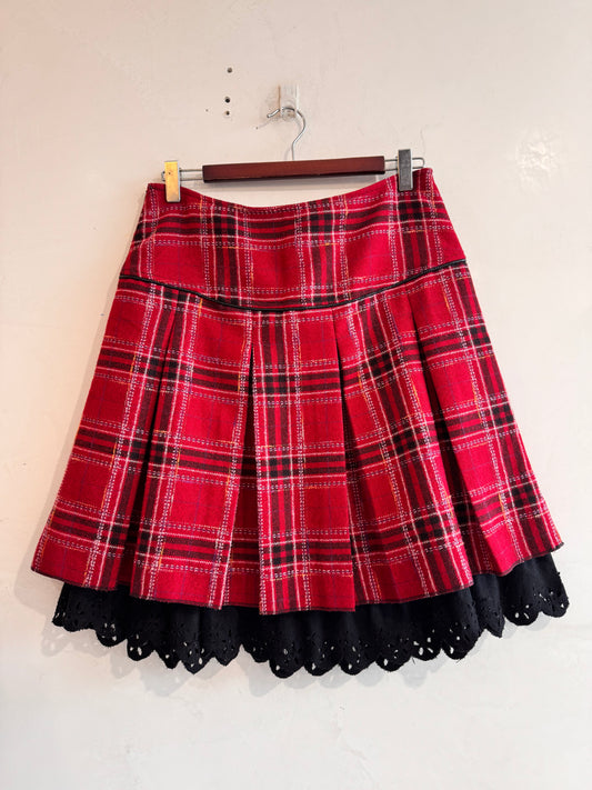 CKM Rad Plaid Pleated Skirt - size L