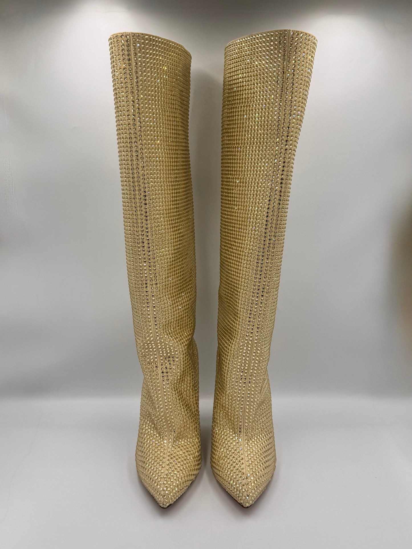 PARIS TEXAS Gold Rhinestone Boots Size 38.5