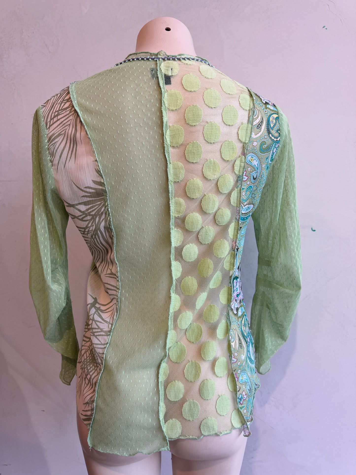 Threadz Green Mesh Top - size S