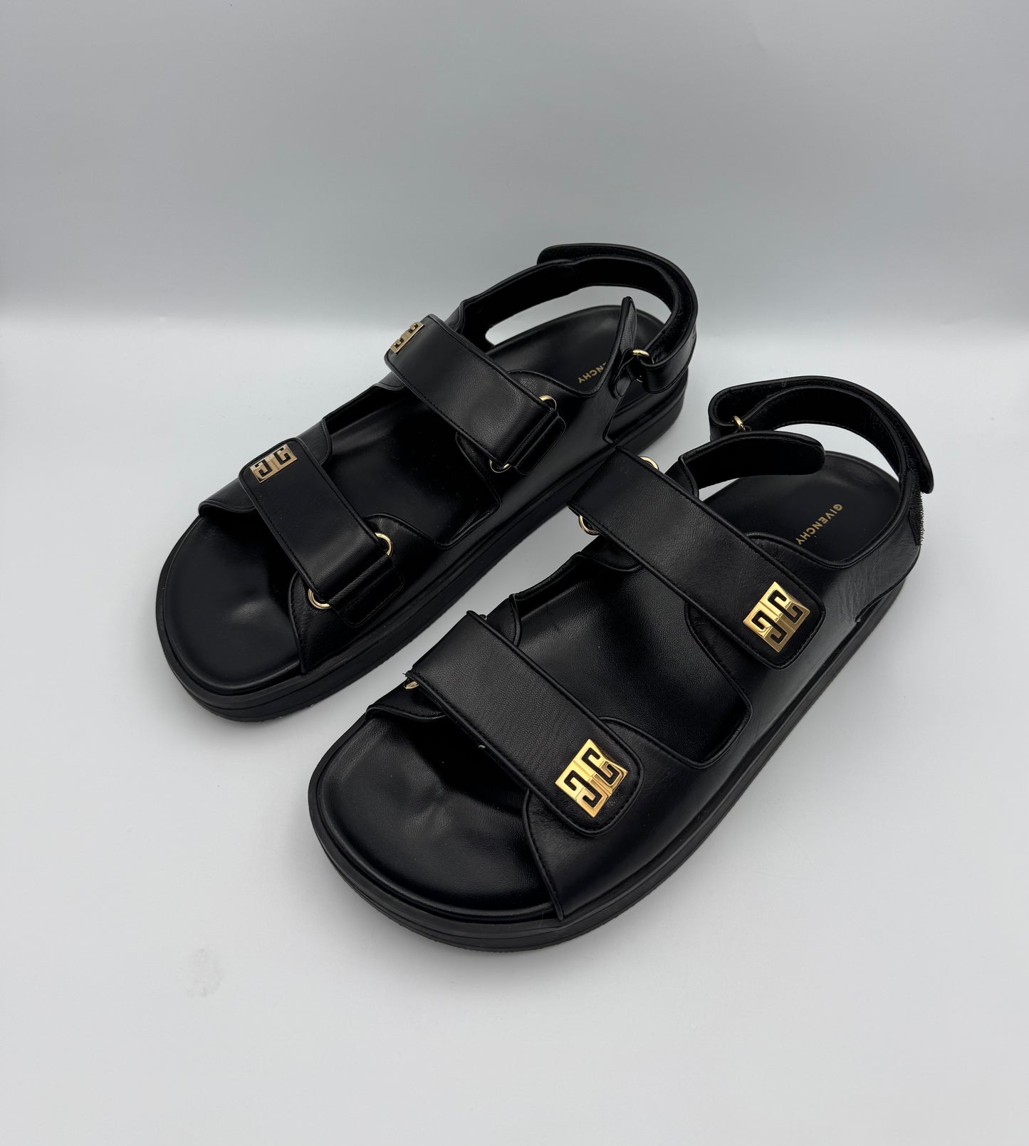 GIVENCHY Black Leather Sandals Size 40