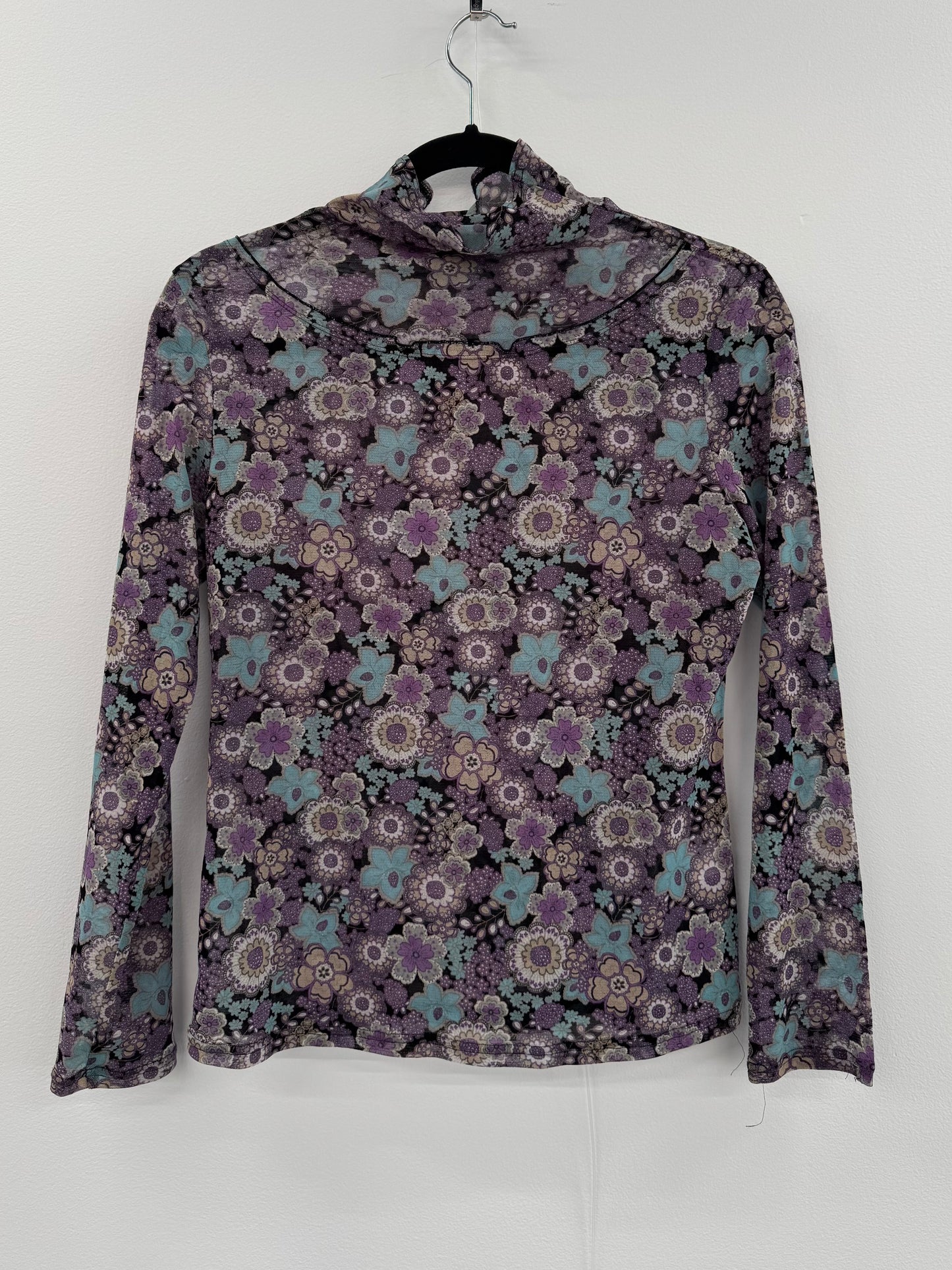 Purple Mesh Print Top - Size S