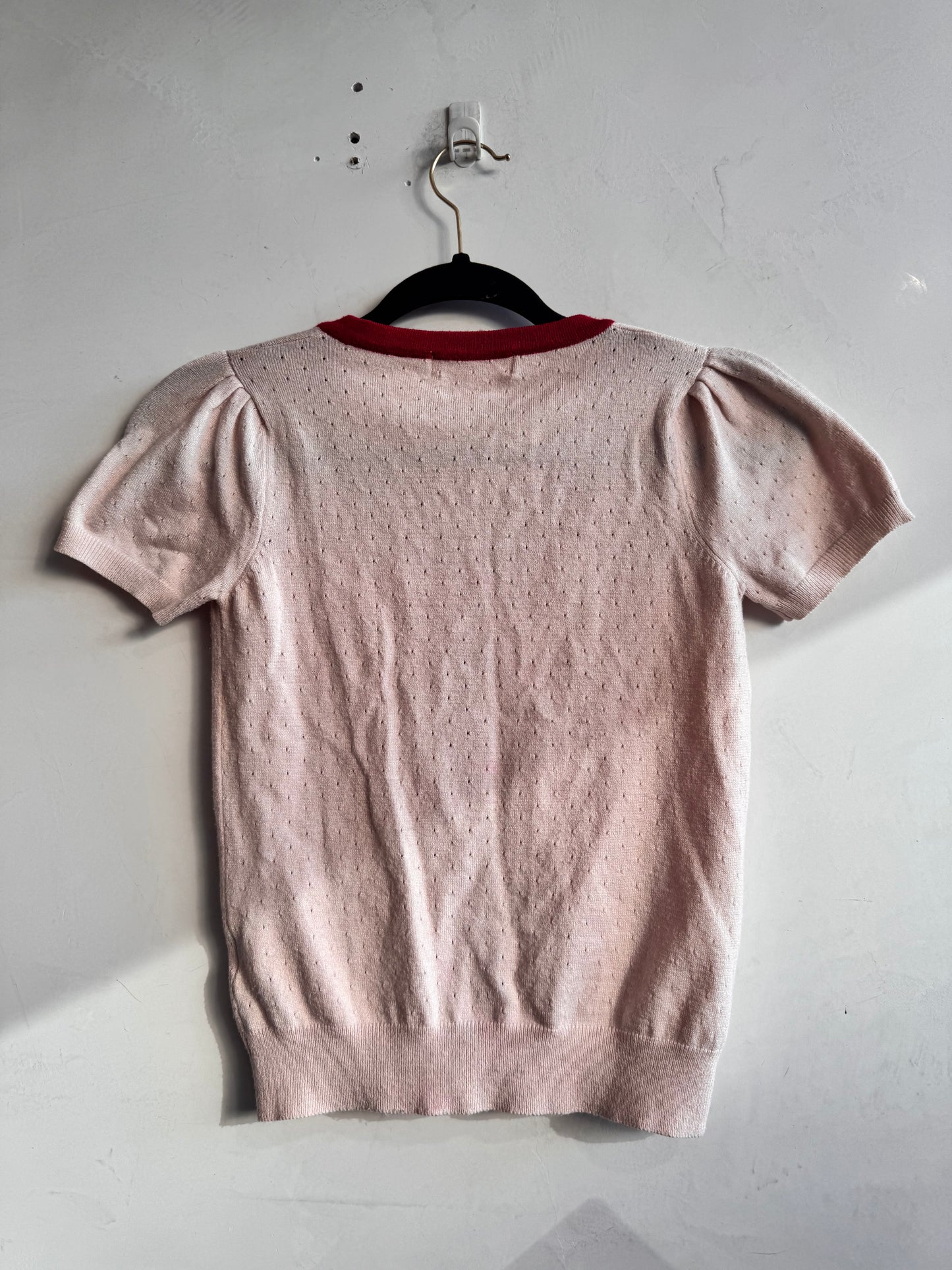 Alannah Hill pink knit top with Bow details - size 8
