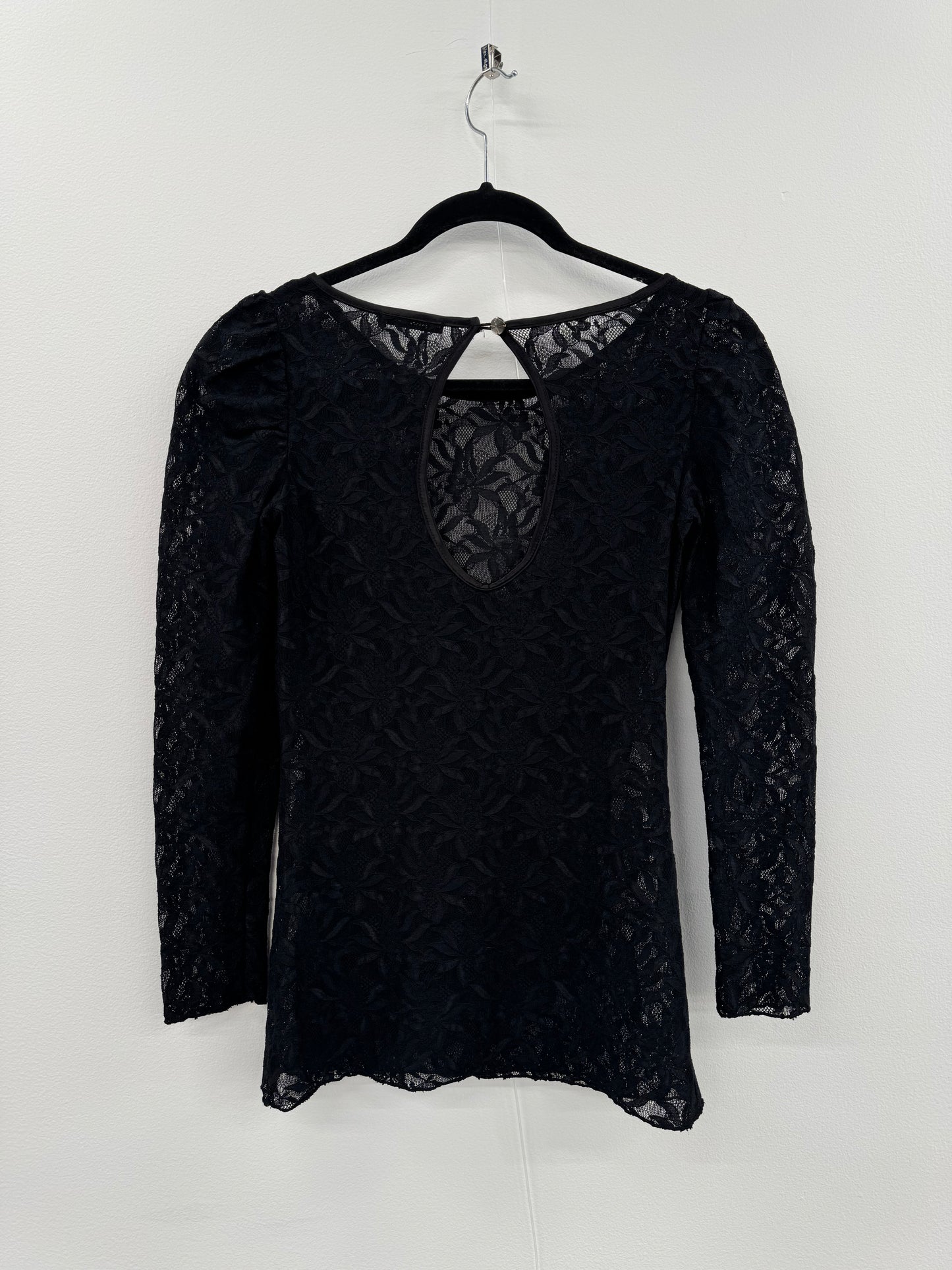 Rosebud Black Lace Top - Size S
