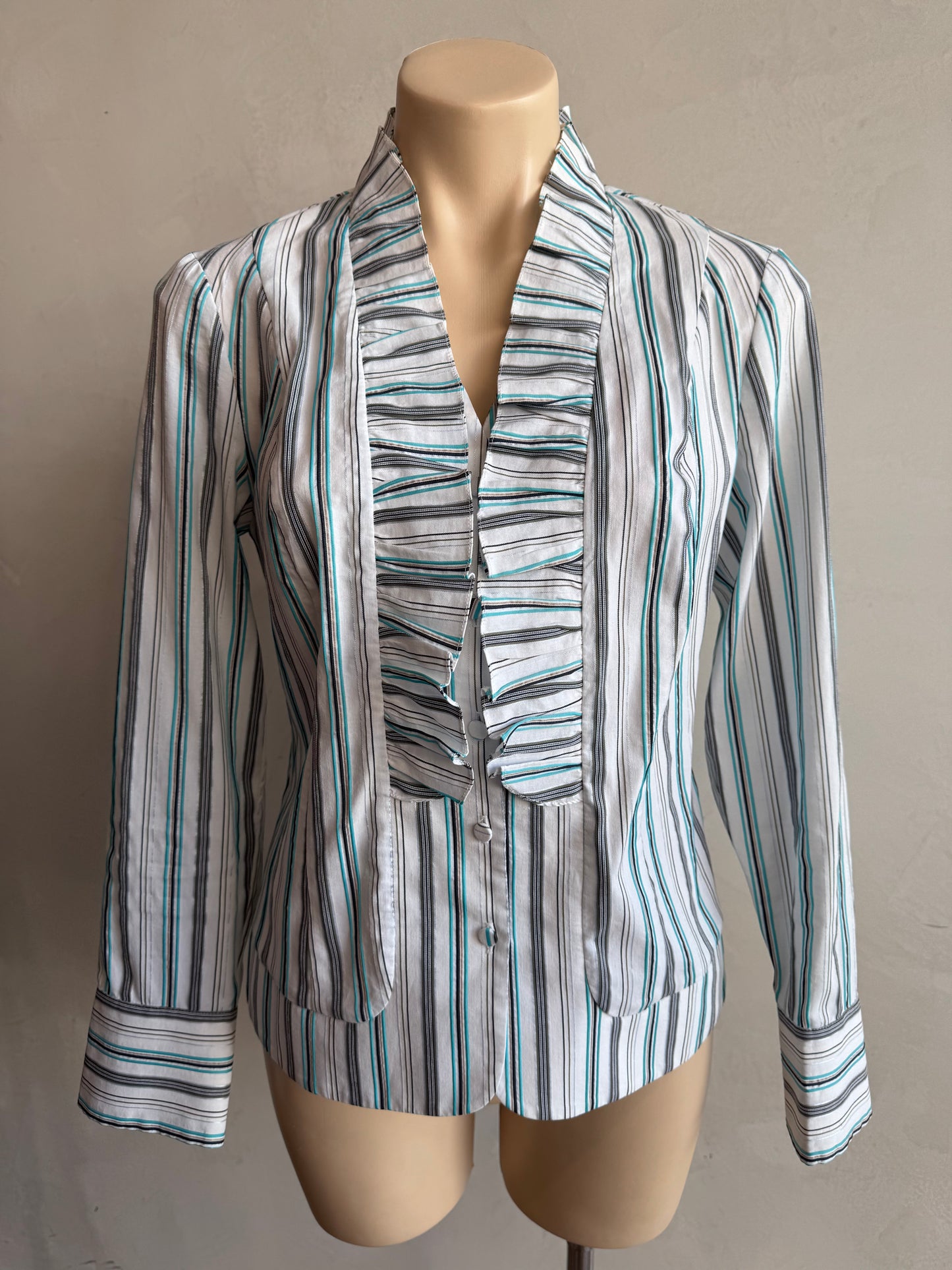 Anthea Crawford blue striped shirt - Size 10