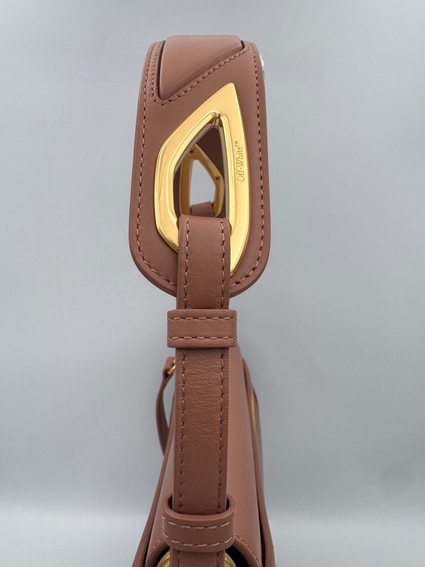 OFF-WHITE Clam Baguette Bag in Beige with Logo