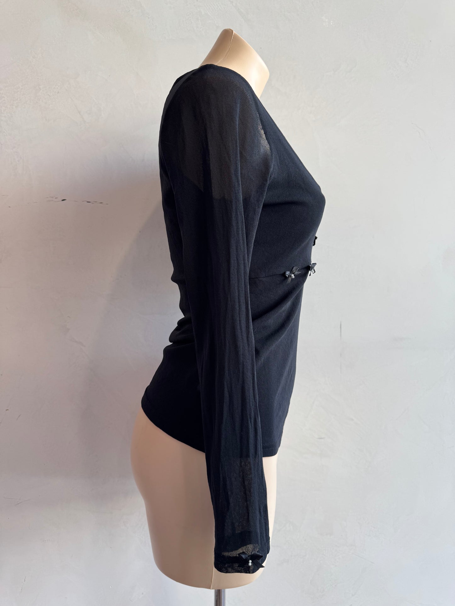 PingPong Black Mesh Top with Bows - size 12