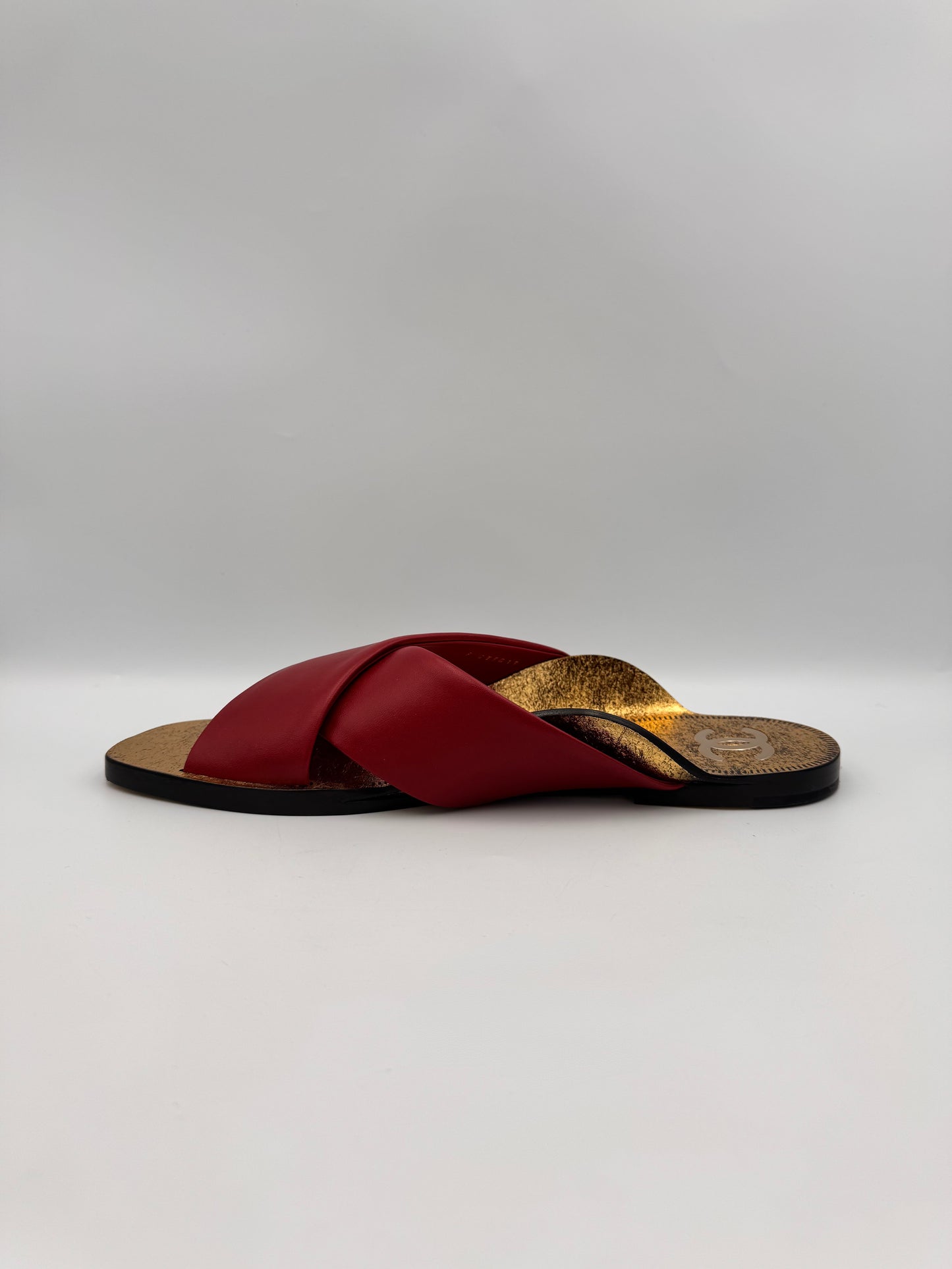 Chanel Red Lambskin Leather Mules Size 41C