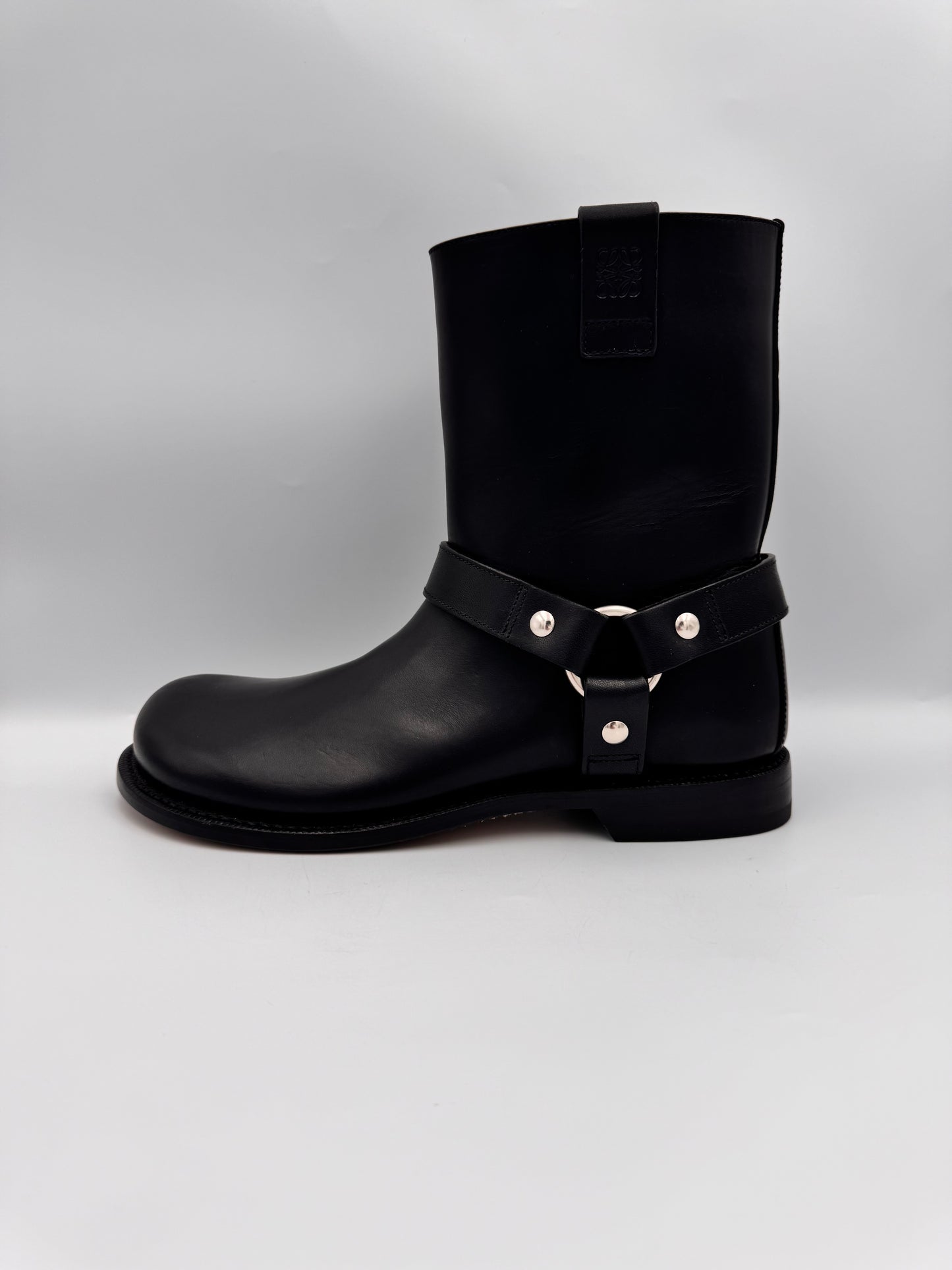 LOEWE Campo Anagram Embossed Biker Boot Size 39