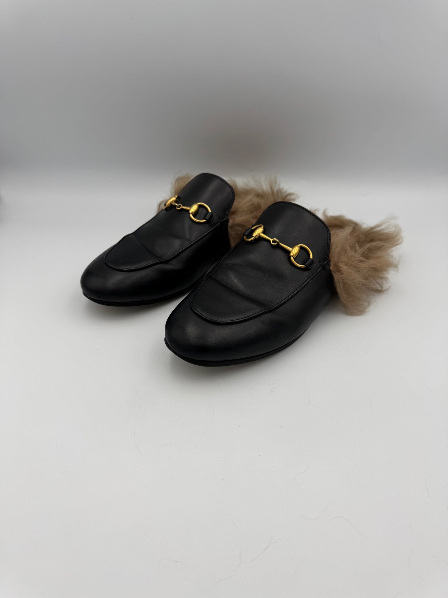GUCCI Princetown Fur Loafers Size 37