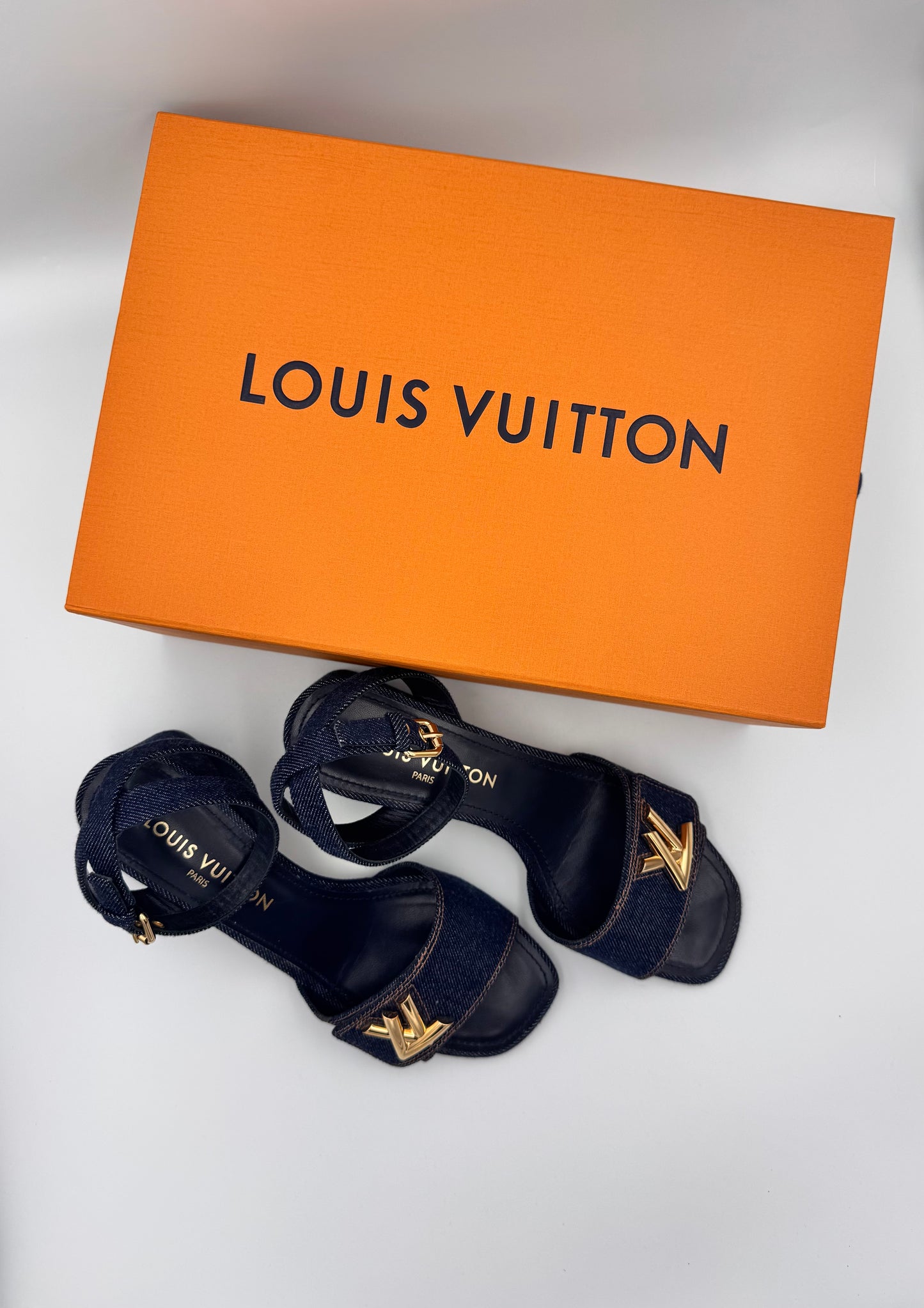 LOUIS VUITTON Denim Sandals Size 39