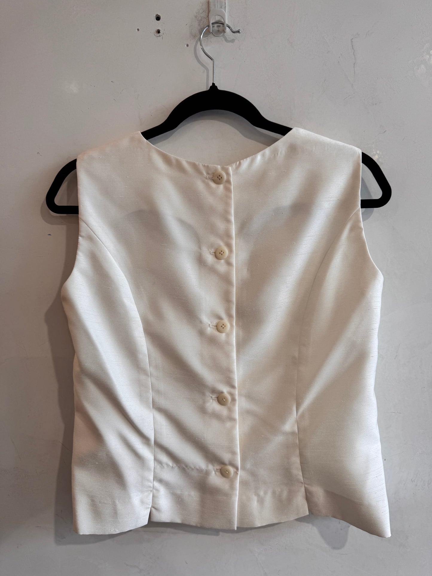 Custom Made Ivory Button Back Top - size S