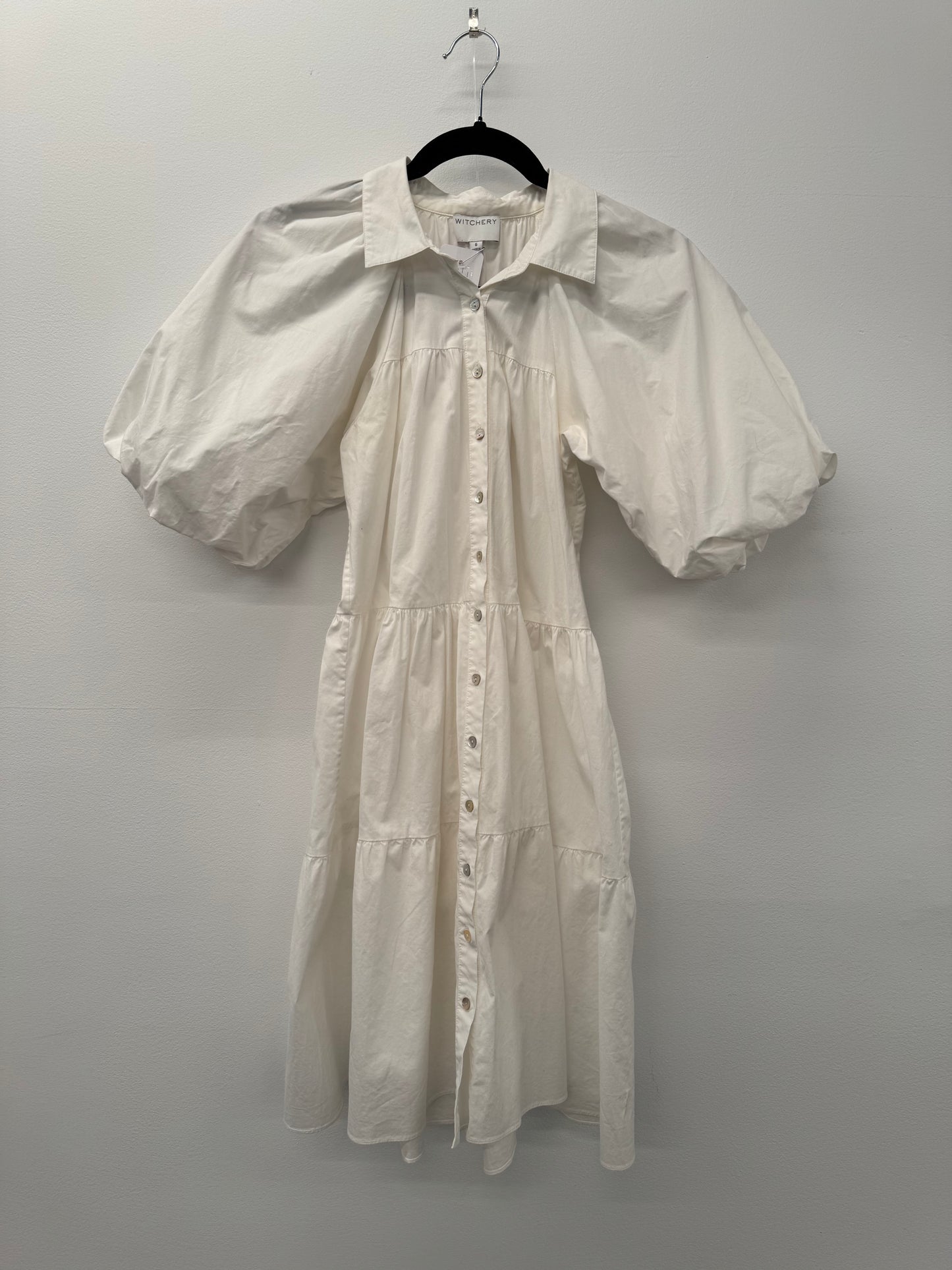 Witchery White Tiered Mini Dress - size 6