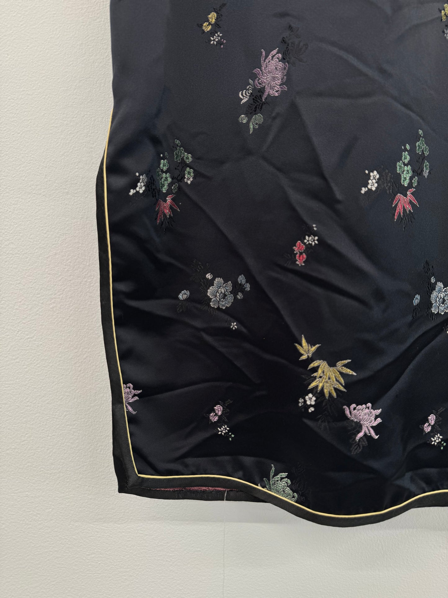 Vintage Black Mandarin satin dress - Sz S