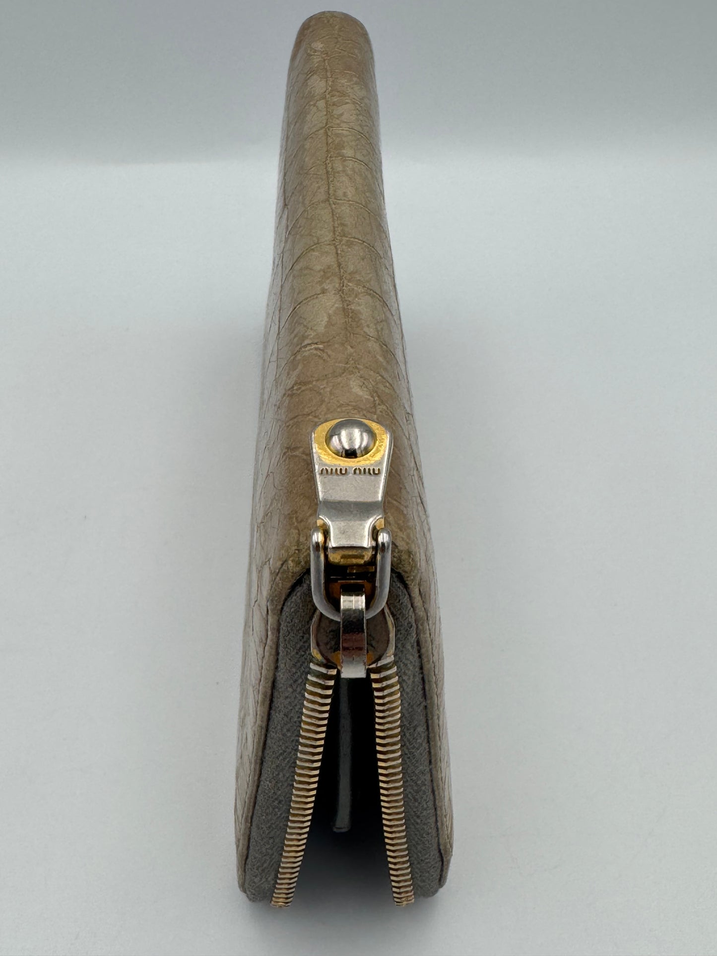 MIU MIU Taupe Zip Around Wallet