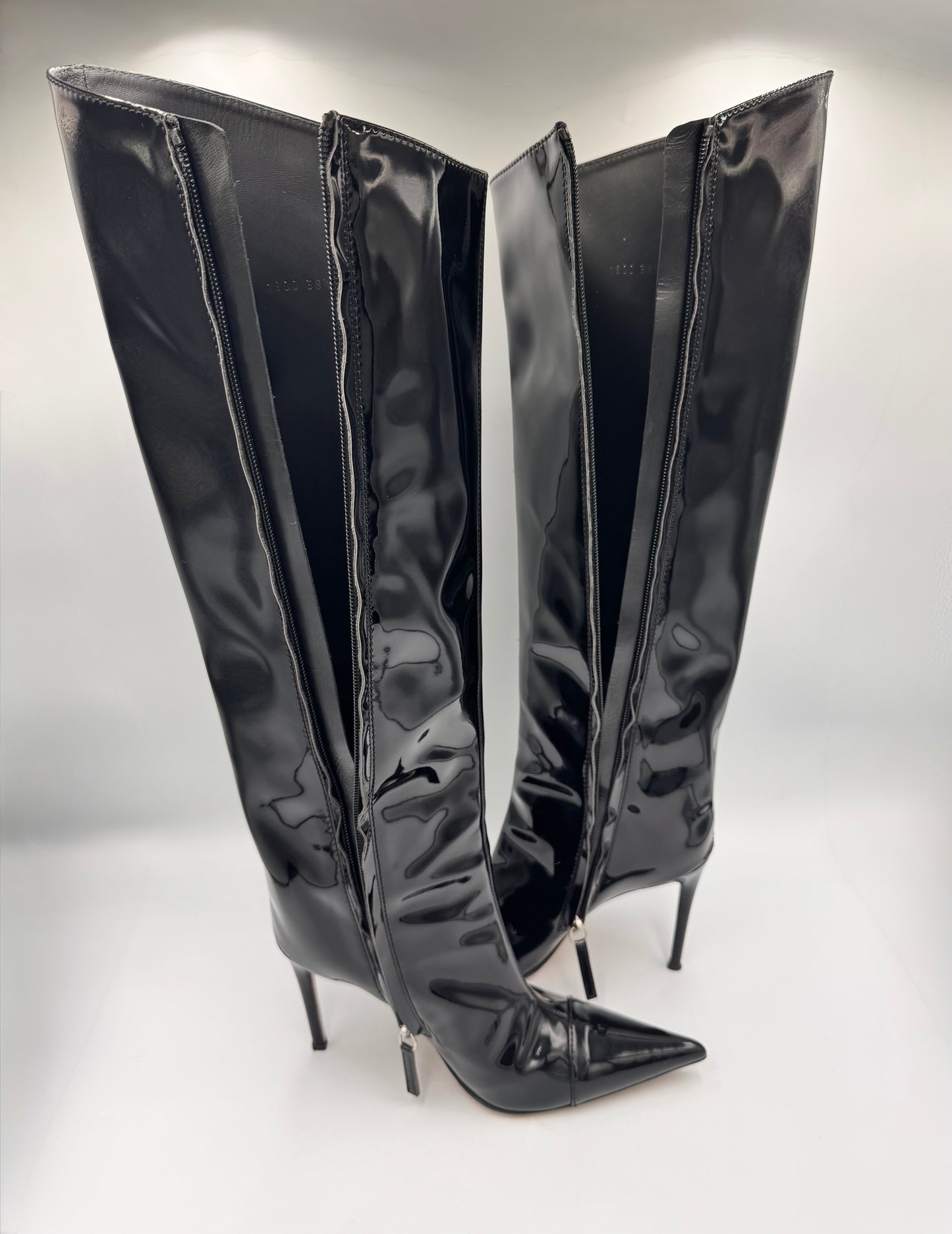 ALEXANDRE VAULTHIER Black Patent Knee-High Boots size 38.5