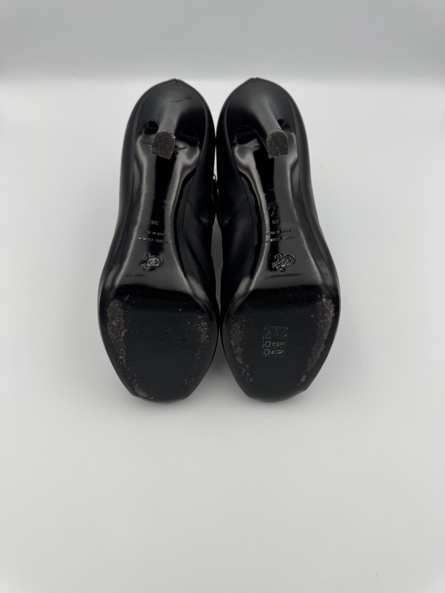 PROENZA SCHOULER Black Leather Open Toe Boots Size 39