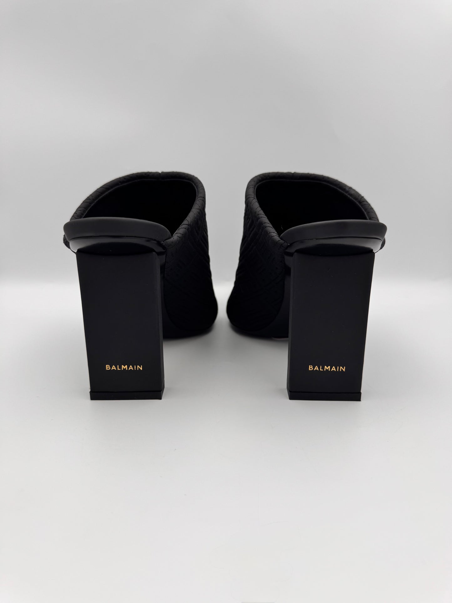 Balmain Black Ulla Monogram Quilted Mules Size 39