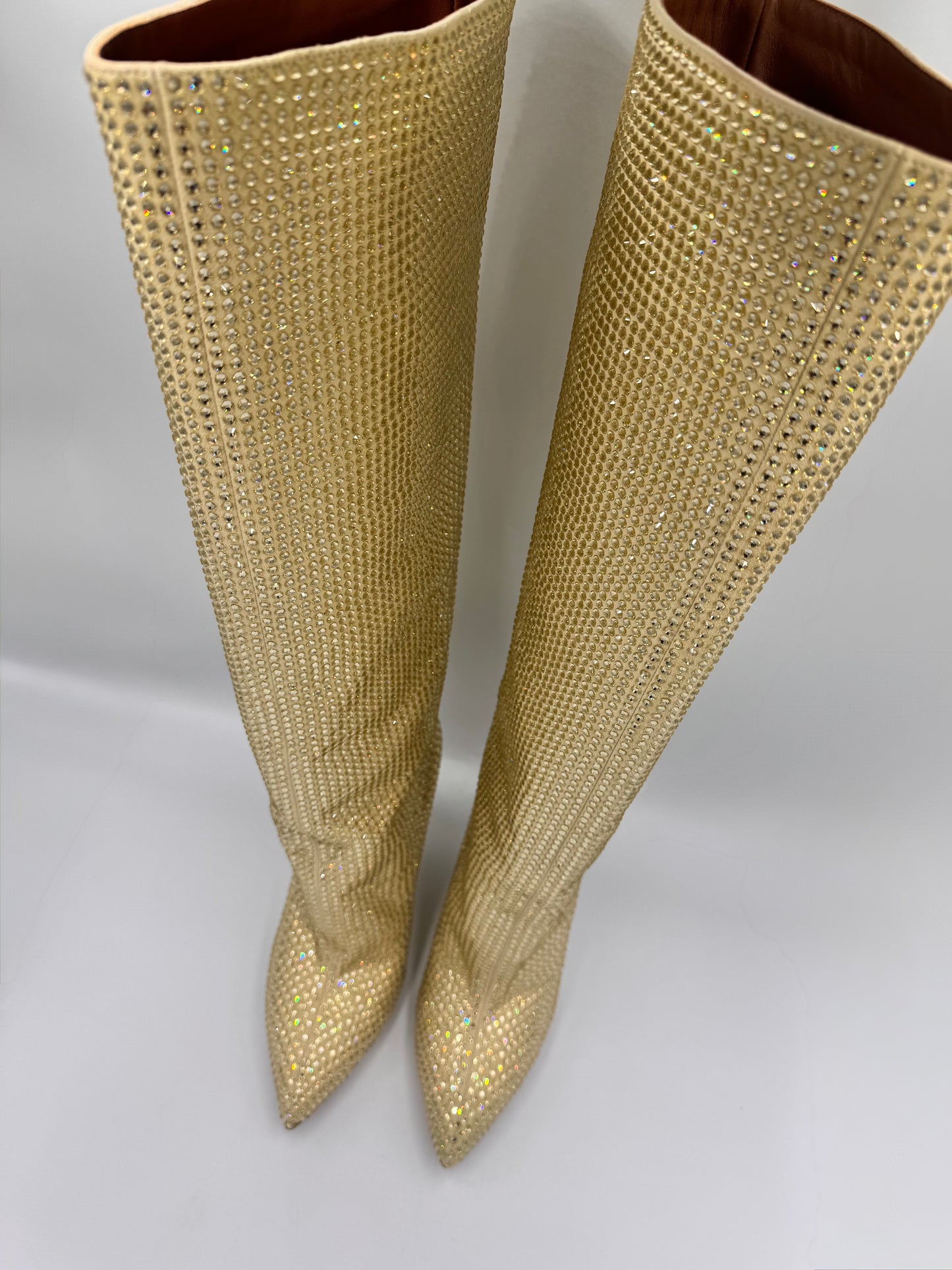 PARIS TEXAS Gold Rhinestone Boots Size 38.5