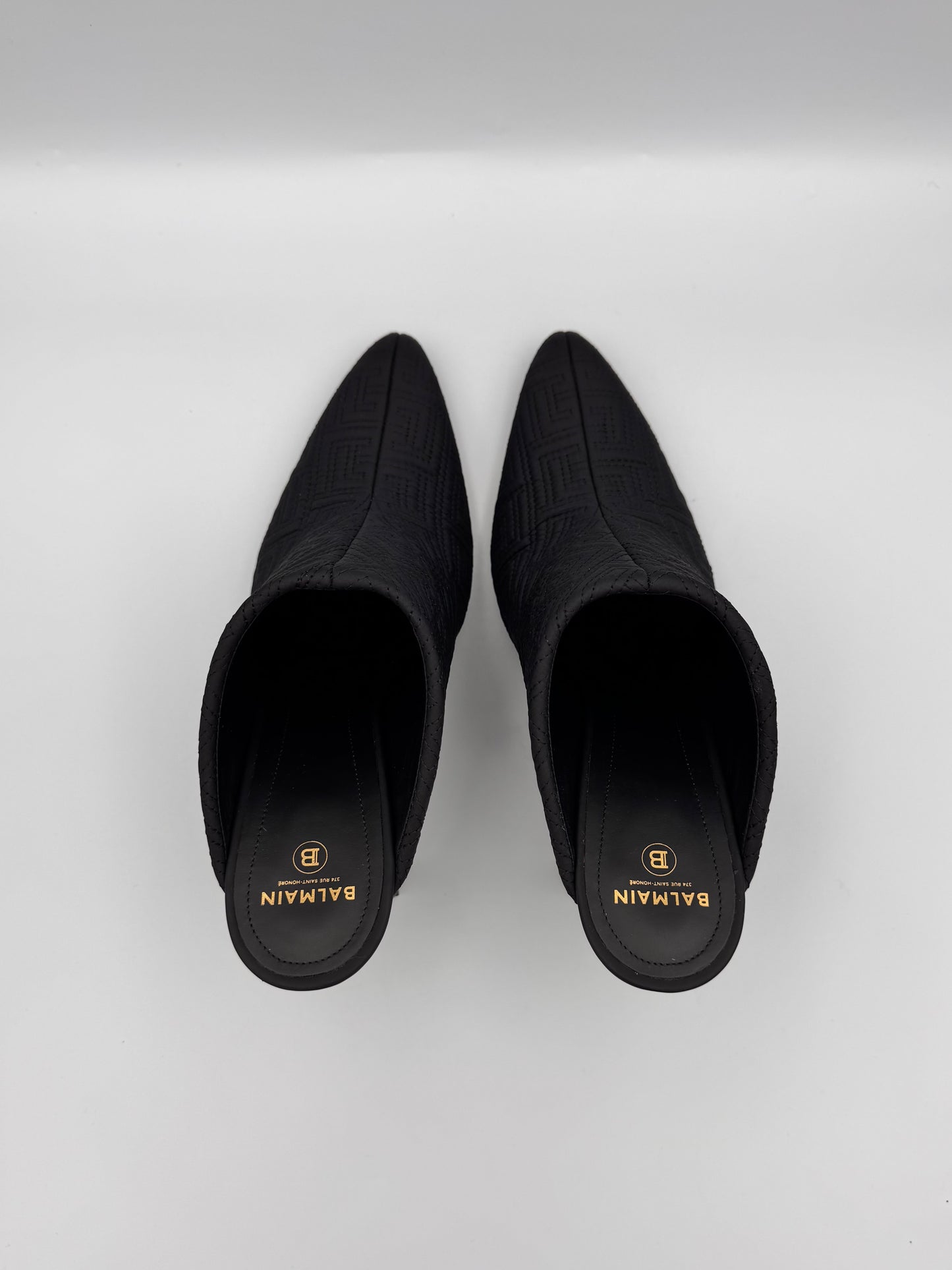 Balmain Black Ulla Monogram Quilted Mules Size 39