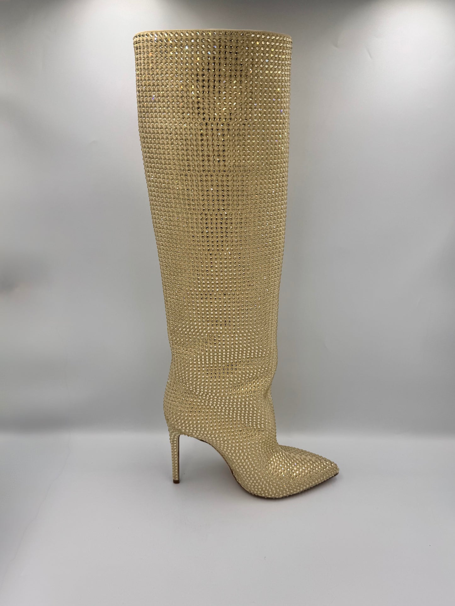 PARIS TEXAS Gold Rhinestone Boots Size 38.5