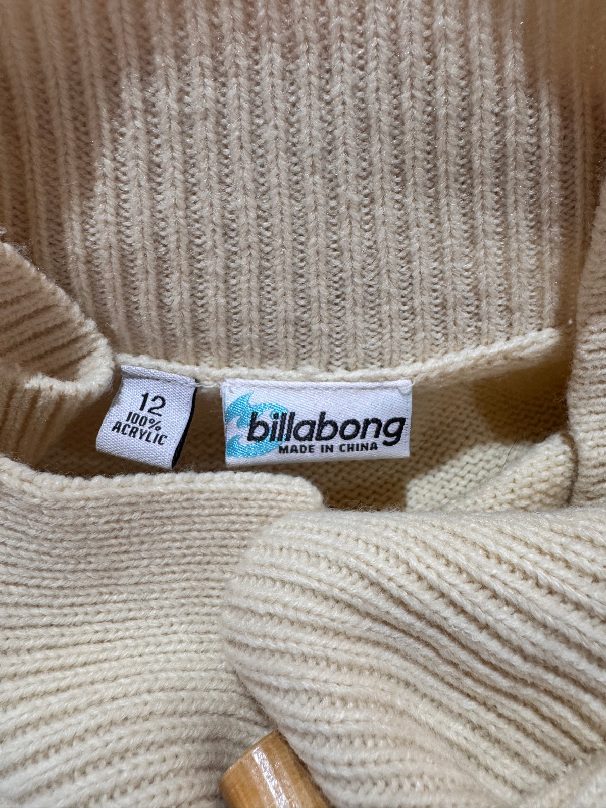 Vintage Billabong Cream Long Cardigan - size 12