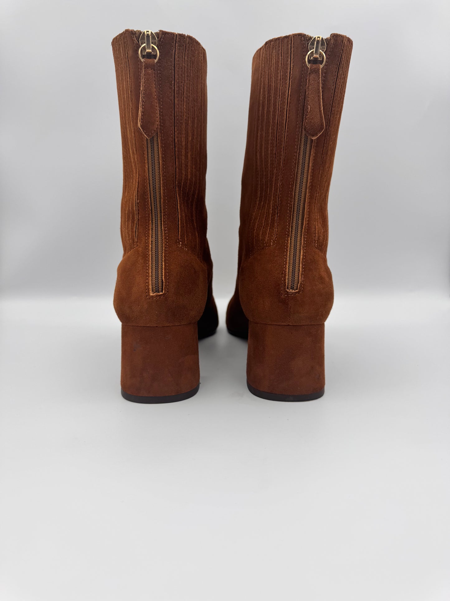 AQUAZZURA Saint Honoré Brown Suede Boots Size 38
