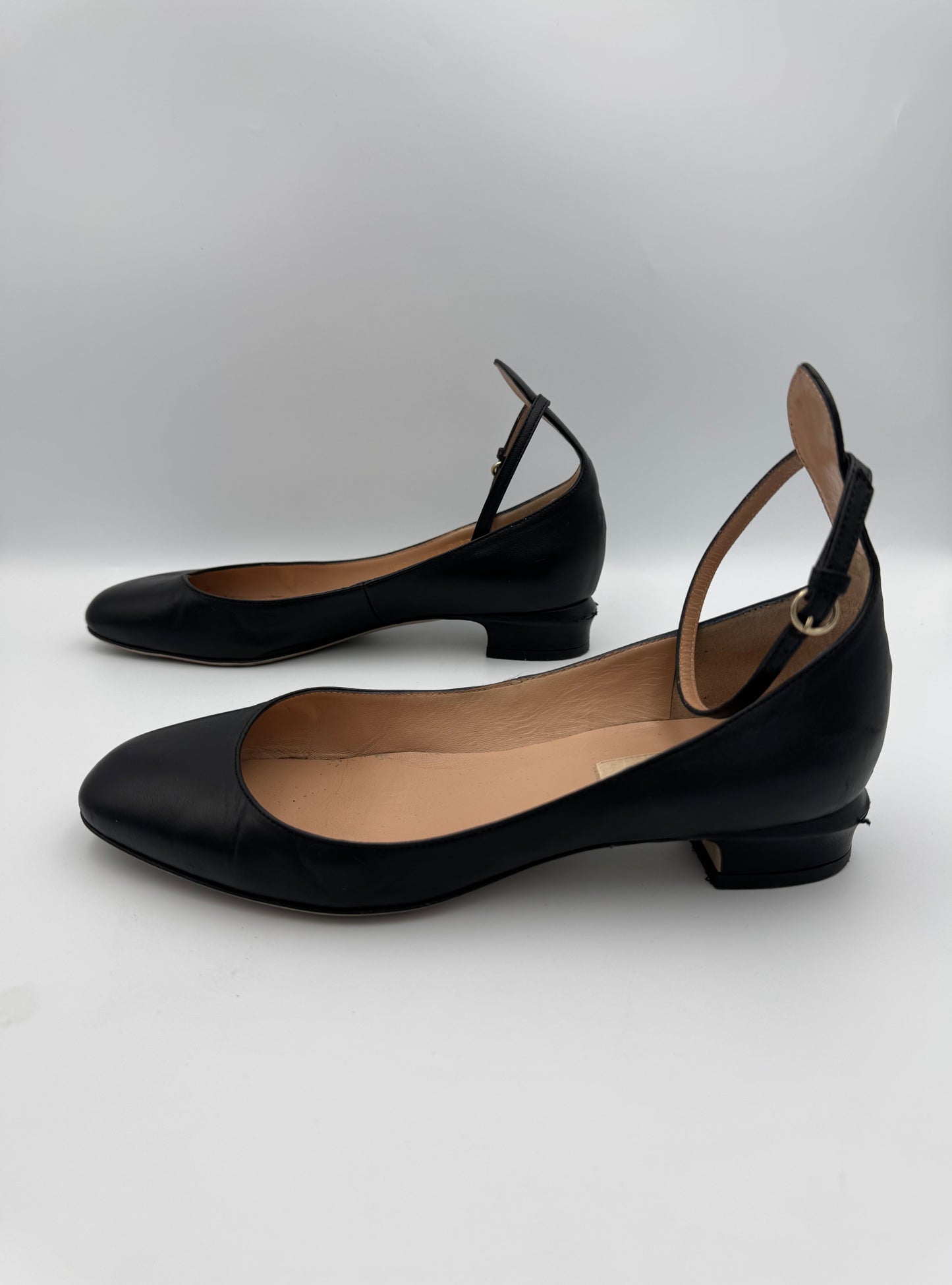 VALENTINO Black Leather Tango Ankke Cuff Flats Size 37