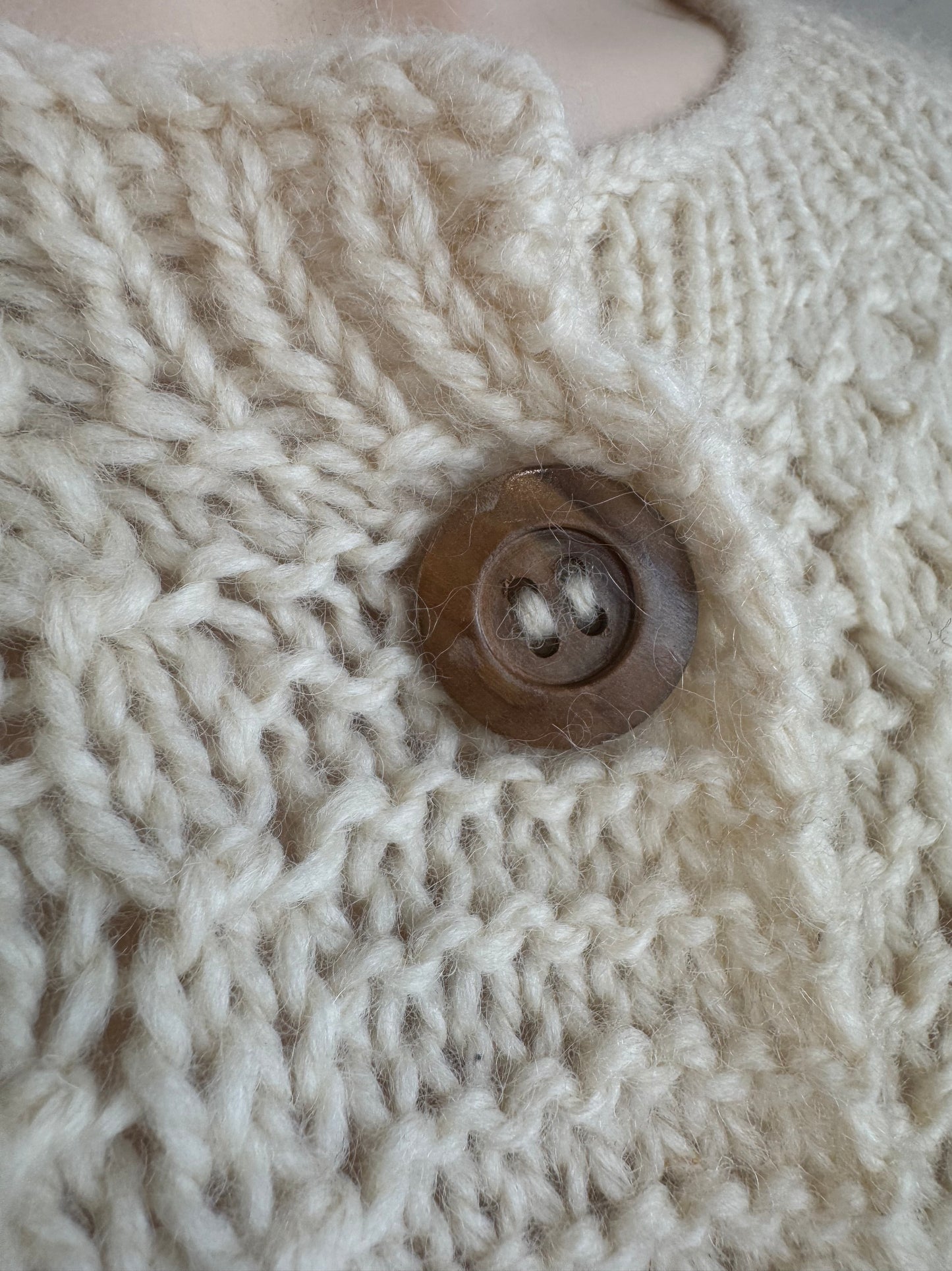 Cream Chunky Handknit Cardigan OS