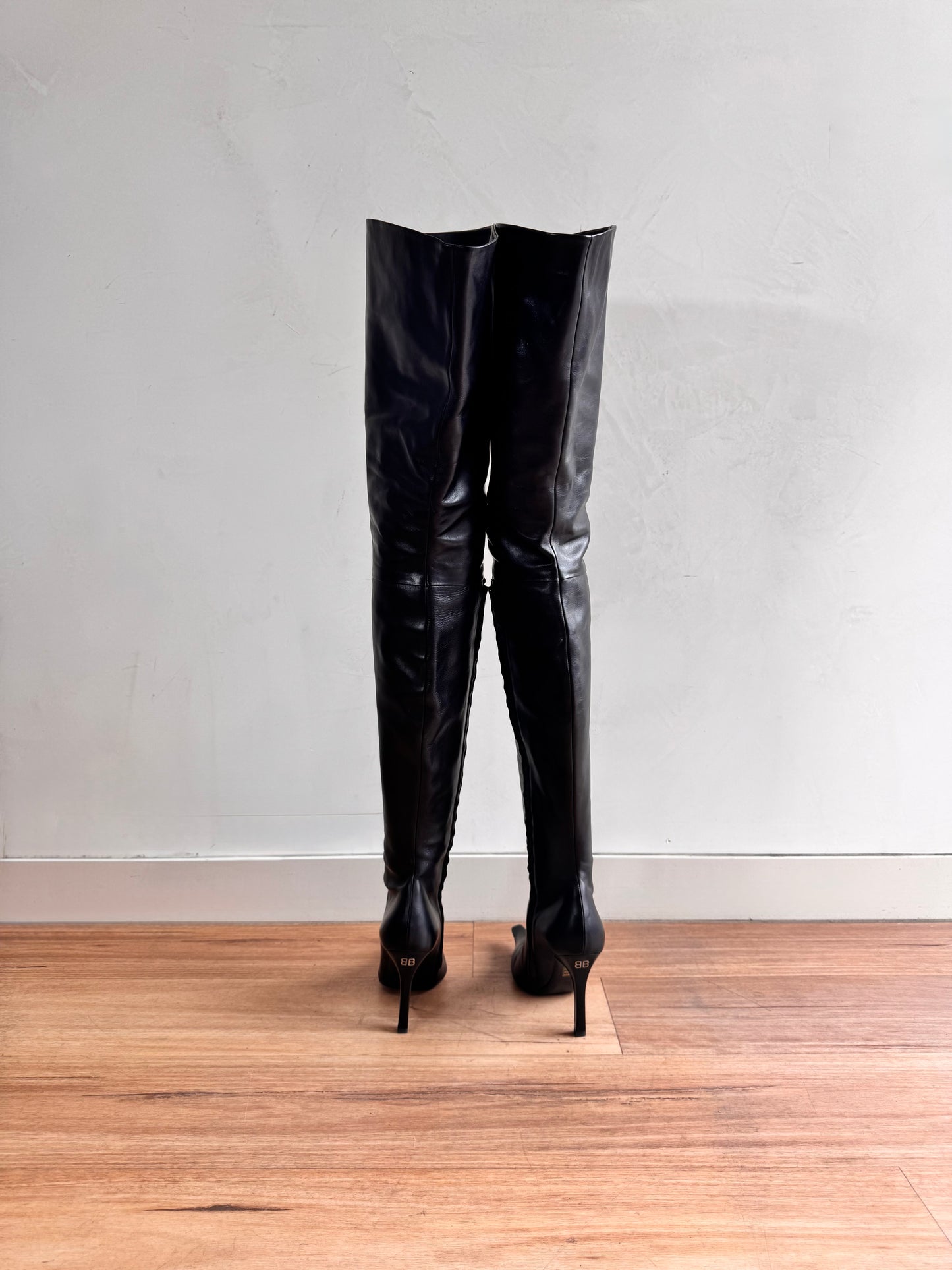BALENCIAGA Odeon Black Over the Knee Leather Boots size 39