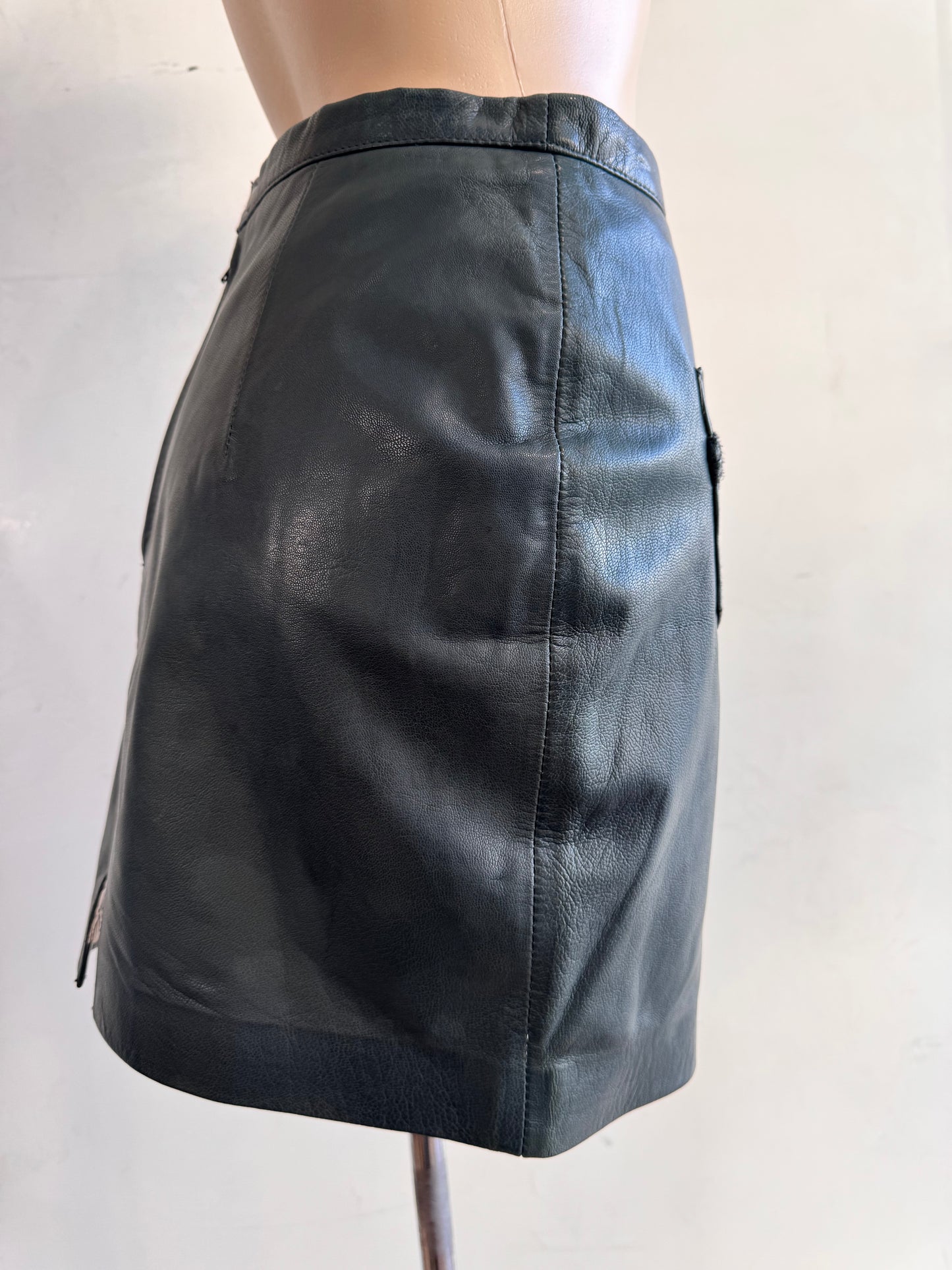 Ryder Teal Leather Skirt - size 10