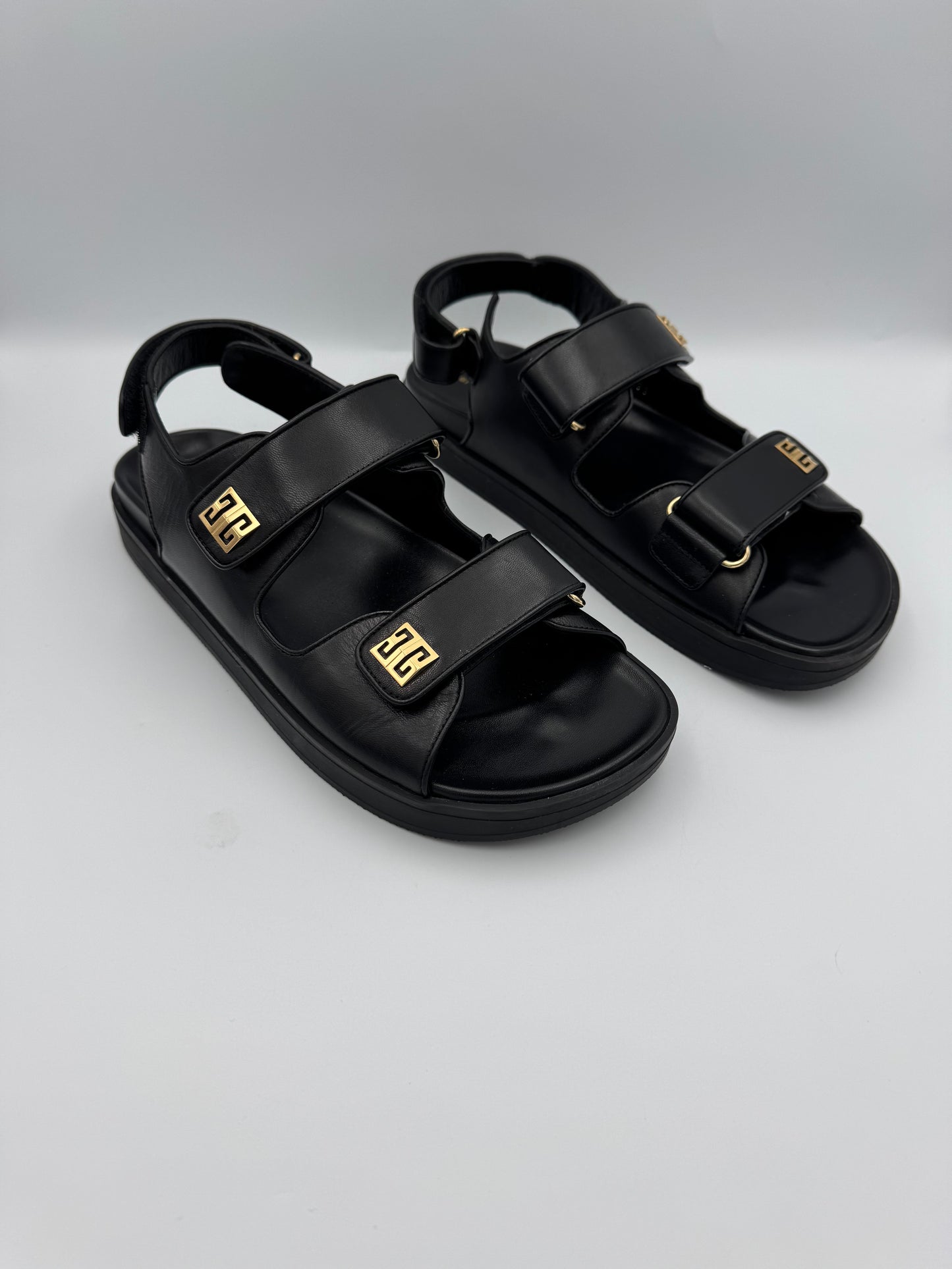 GIVENCHY Black Leather Sandals Size 40