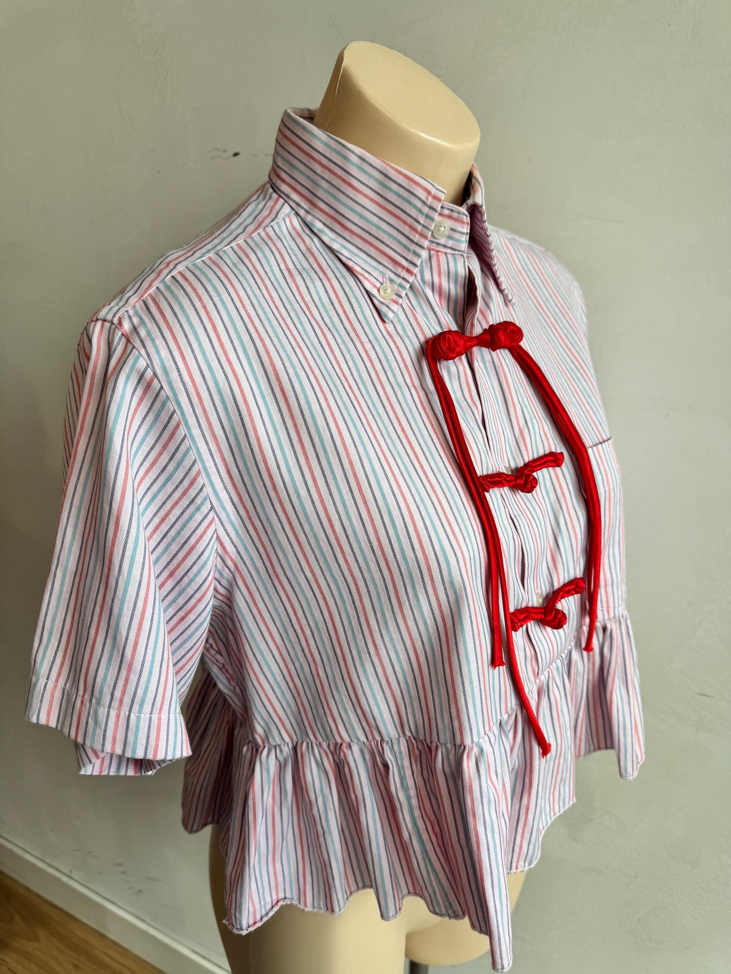 Upcycled Paul Stuart Pink stripe shirt - size M