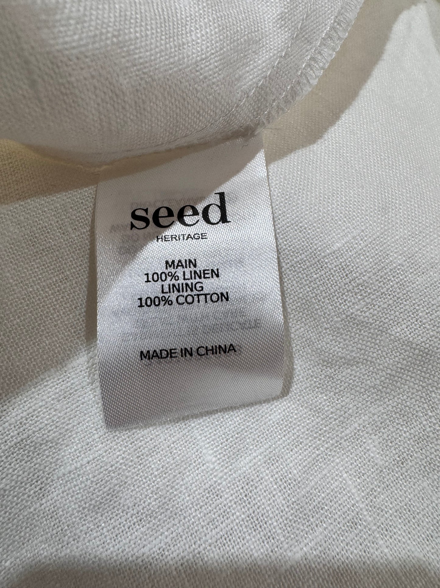 Seed Whisper White Linen dress NWT - size 8