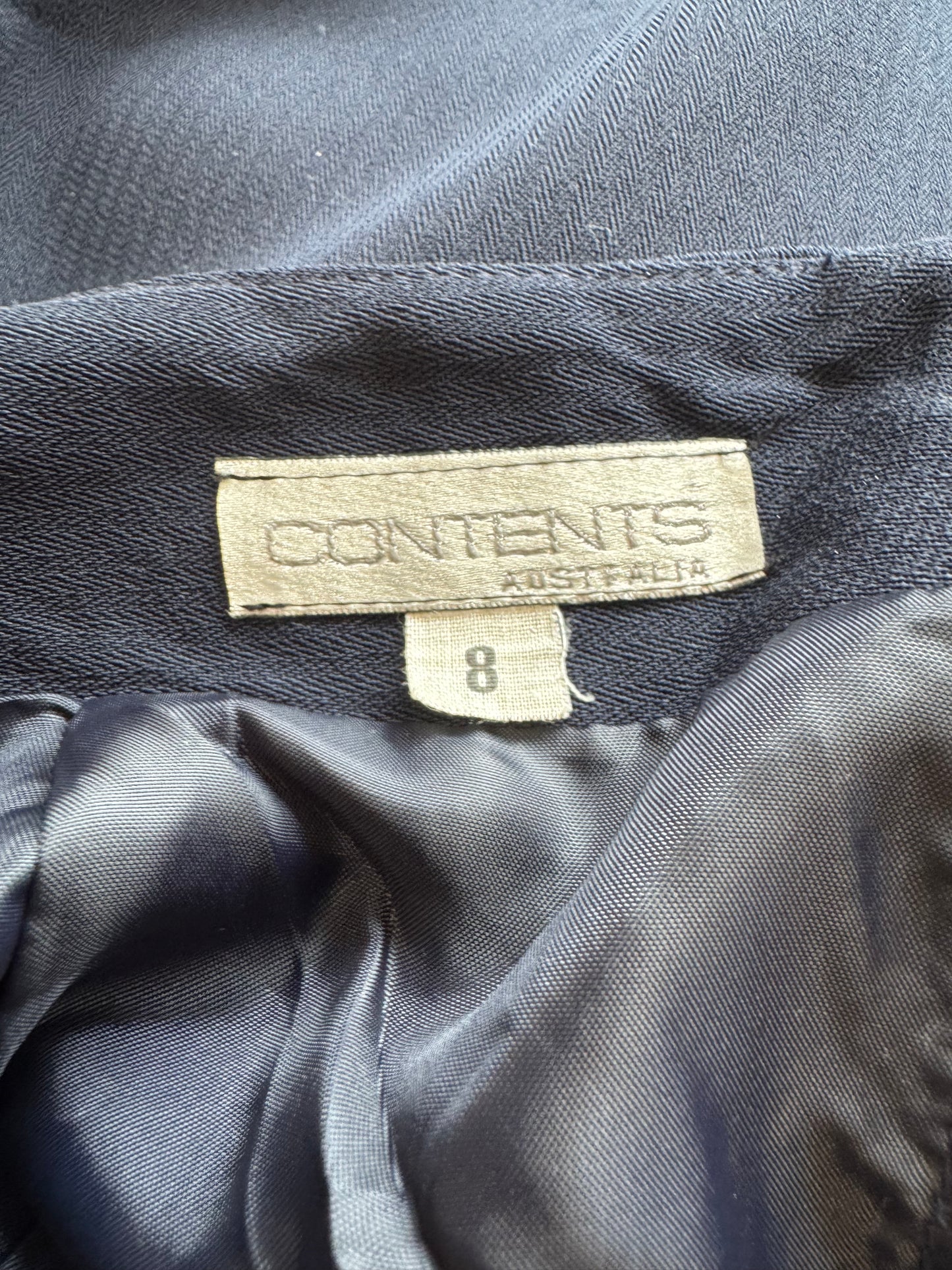 Vintage Contents navy midi pencil skirt - size 8