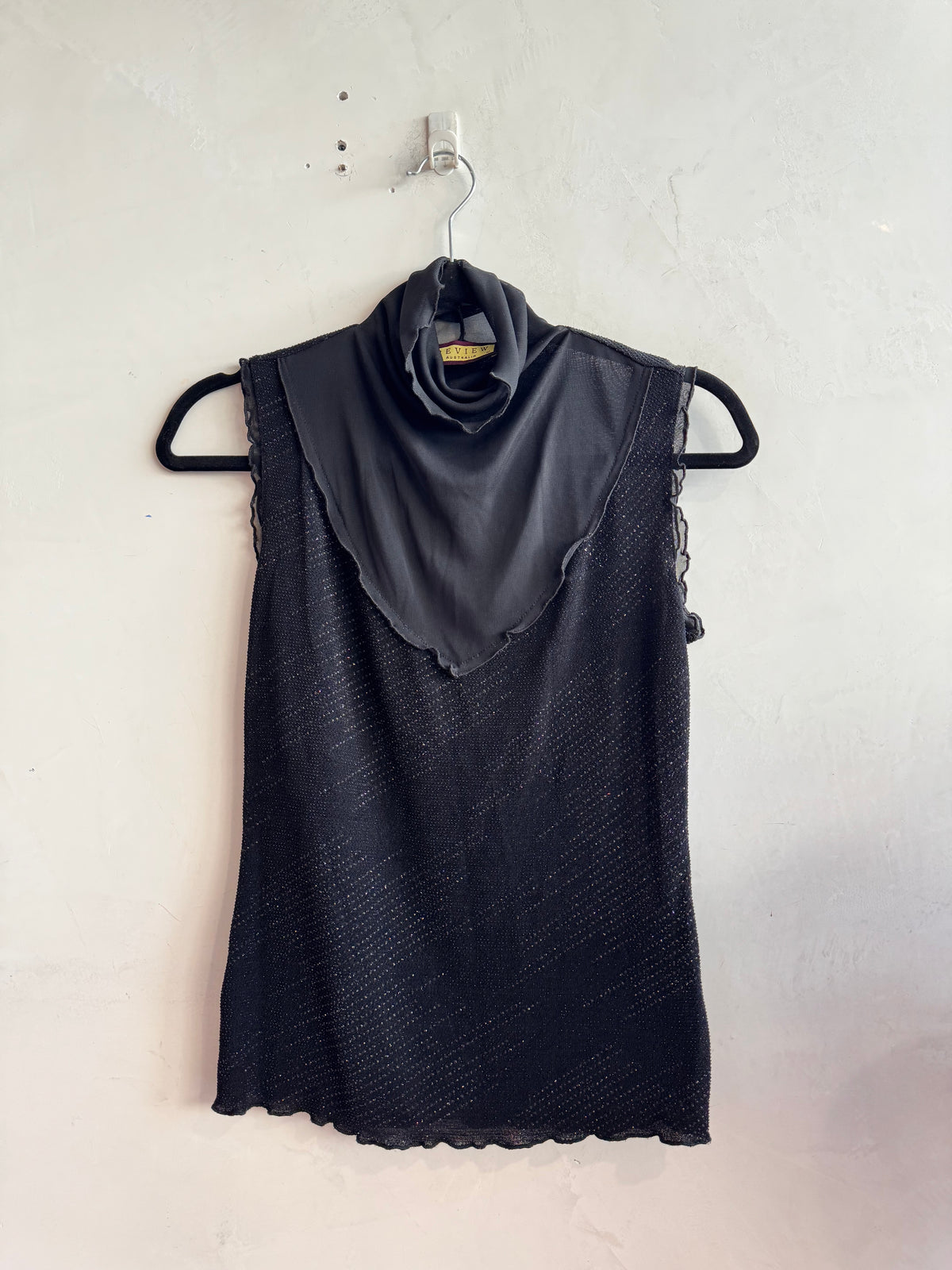 Vintage Review Black Sparkly Sleeveless Top - size 8