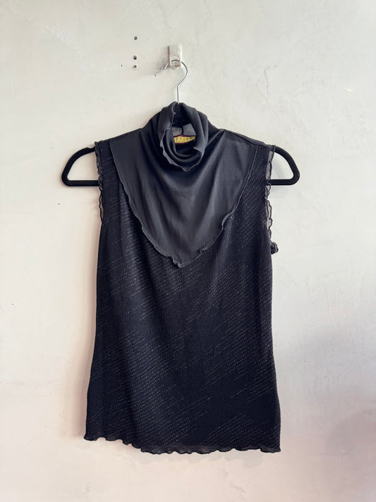 Vintage Review Black Sparkly Sleeveless Top - size 8