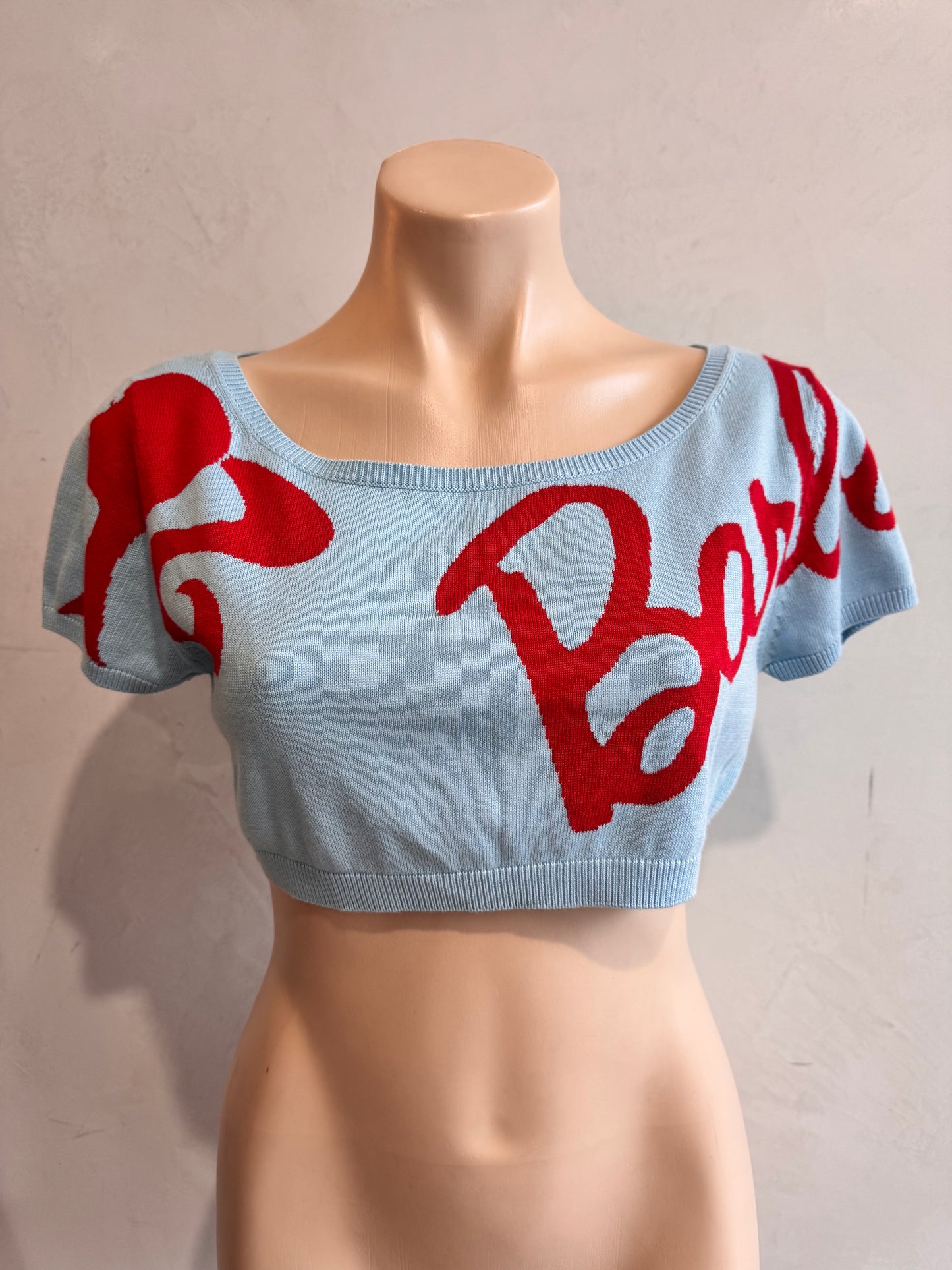 Blanco Tricot Blue Crop Barbie Top - size S