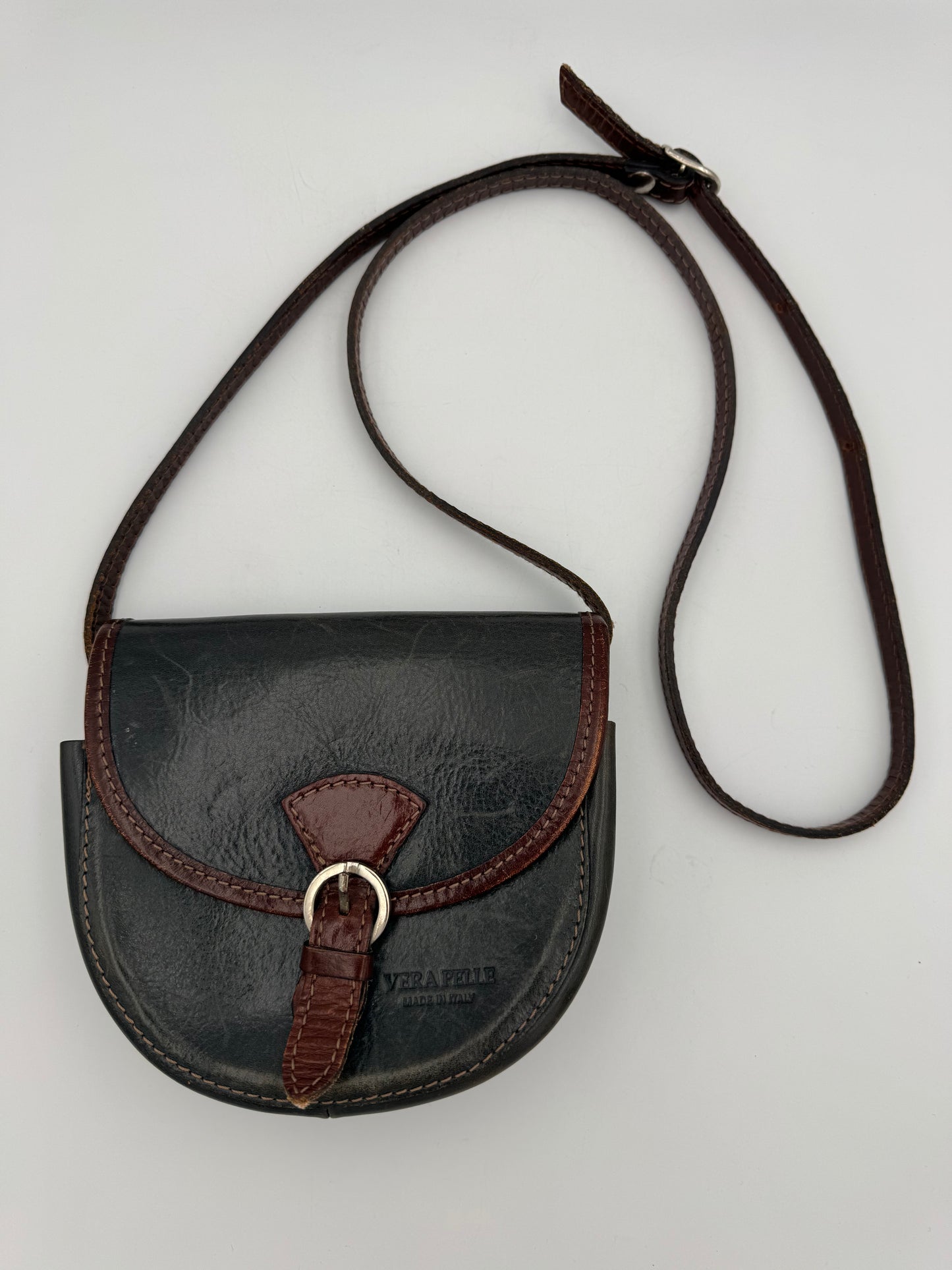 Vintage Vera Pelle Teal Mini Crossbody