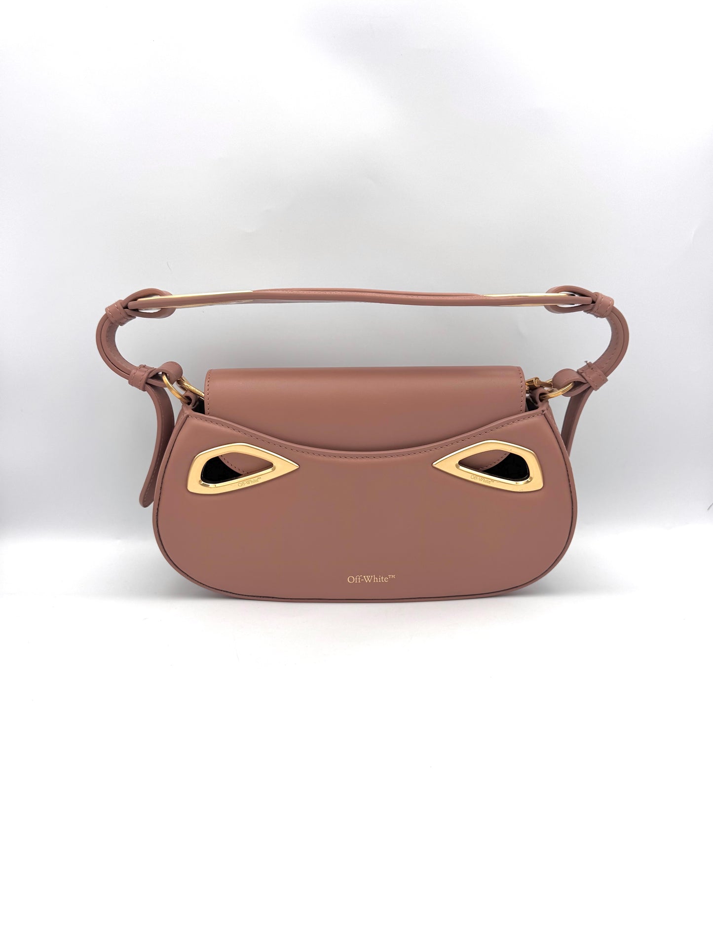 OFF-WHITE Clam Baguette Bag in Beige with Logo